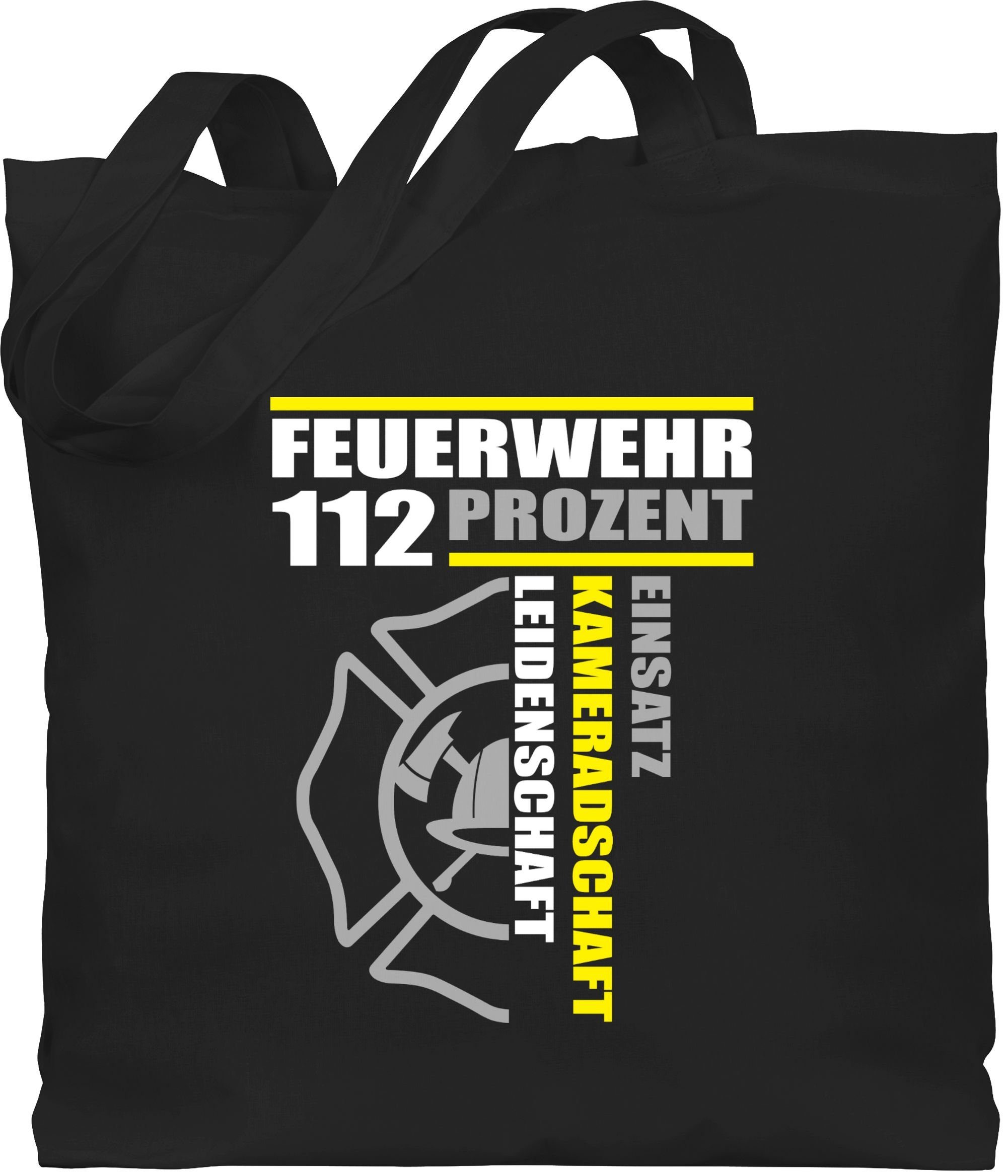 Shirtracer Umhängetasche Feuerwehr Feuerwehr Prozent Freiwilli, - Kameradschaft Leidenschaft Schwarz 1 - Einsatz 112