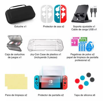 AOYATE Switch Controller, für Nintendo Switch Gehäuse-Zubehörset Nintendo-Controller (25-in-1Tragetasche für Nintendo Switch, HD-Displayschutzfolien für Nintendo Switch)
