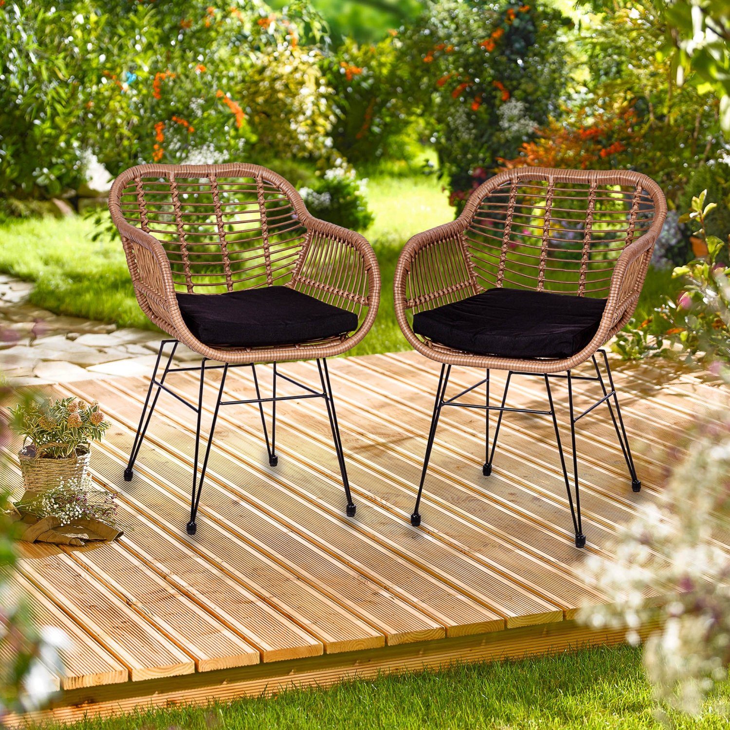 STILISTA Balkonset Balkonset Gartensessel Terrassenstuhl Rattanstuhl, günstig online kaufen