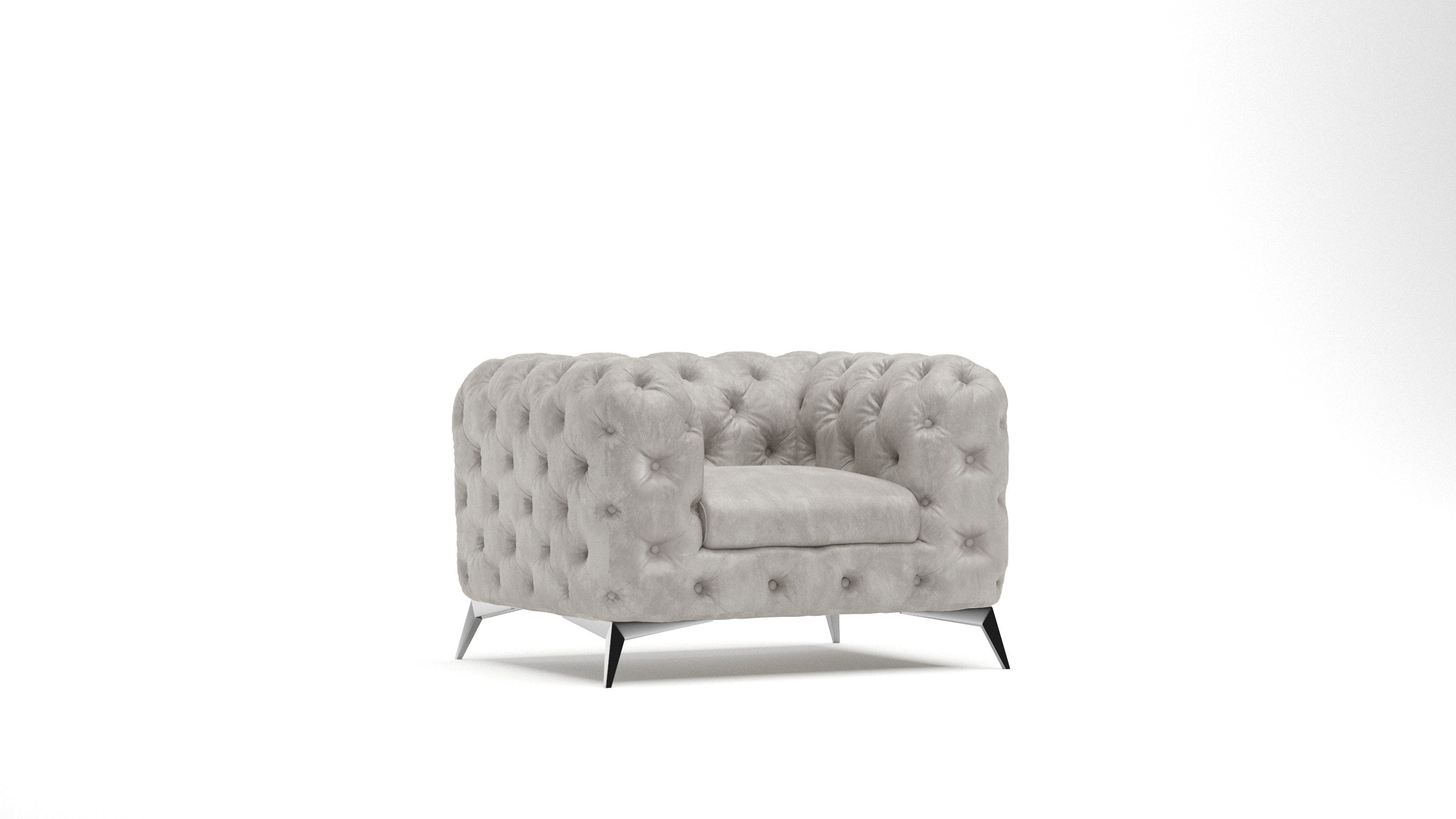 S-Style Möbel Chesterfield-Sessel Wanja mit Silbernen Metall Füßen (Chesterfield Sessel), mit Wellenfederung