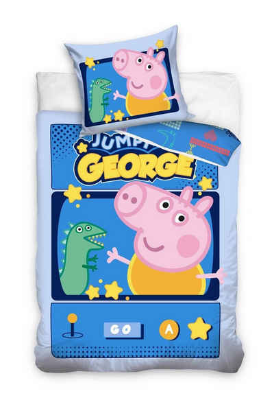 Kinderbettwäsche »Peppa Pig Wutz - George Bettwäsche-Set, 135x200 & 80x80«, Peppa Pig, 100% Baumwolle