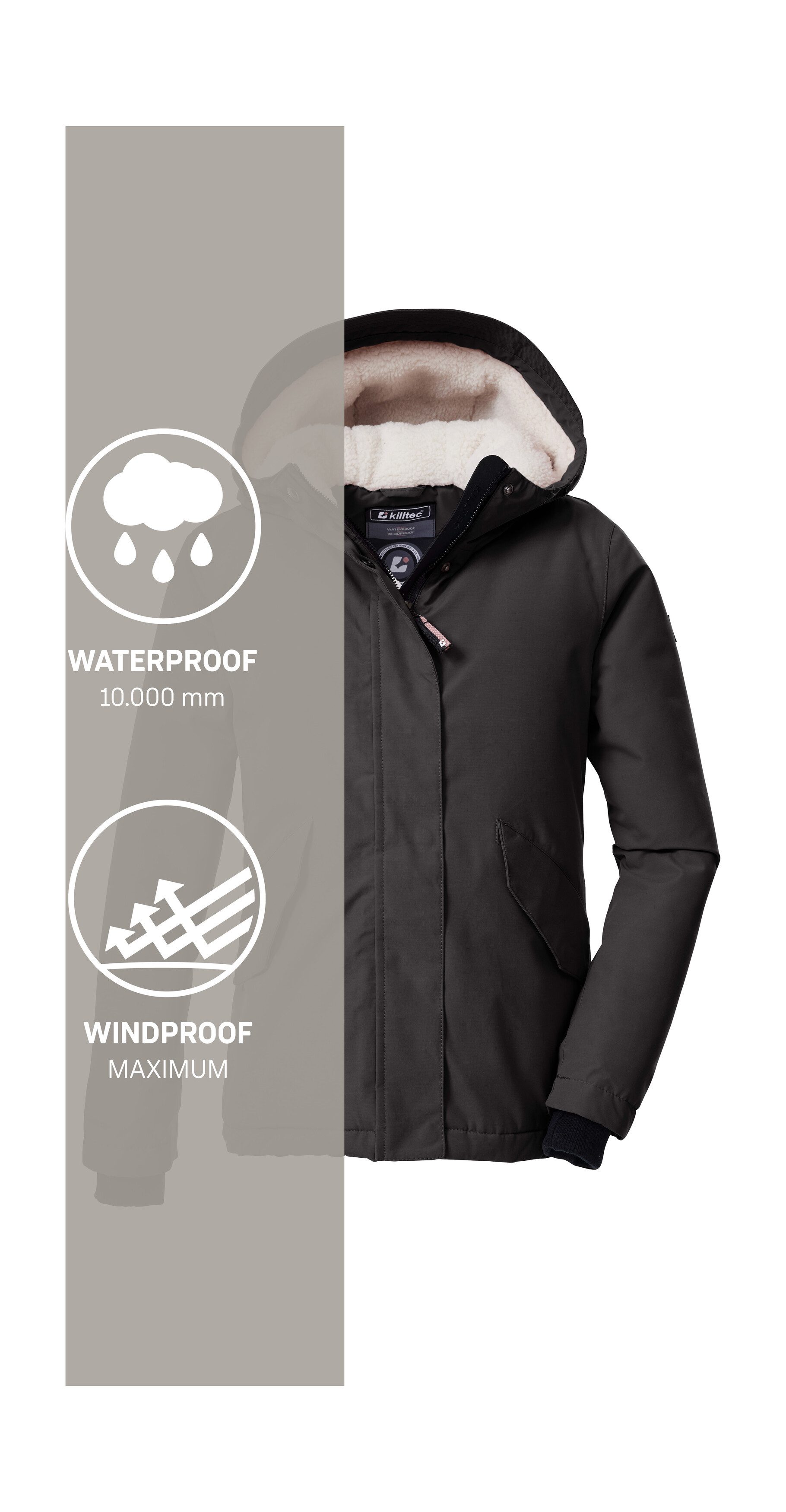 Killtec Funktionsjacke KOW 235 GRLS JCKT Wind- und wasserdichte Kids-Jacke mit Teddyfell und Teflon EcoElite™