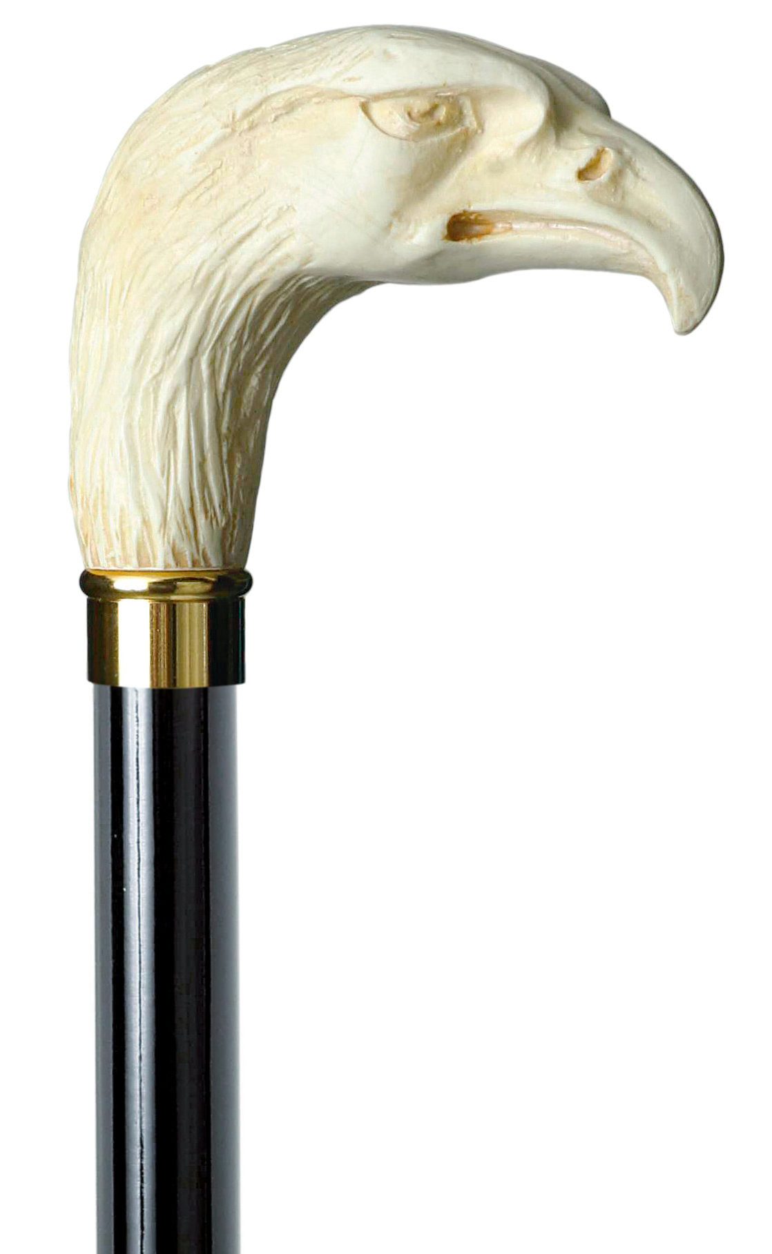 Stockshop Gehstock Gehstock Knaufstock Eagle, Buchenholz schwarz, Schmuckring aus Chrom