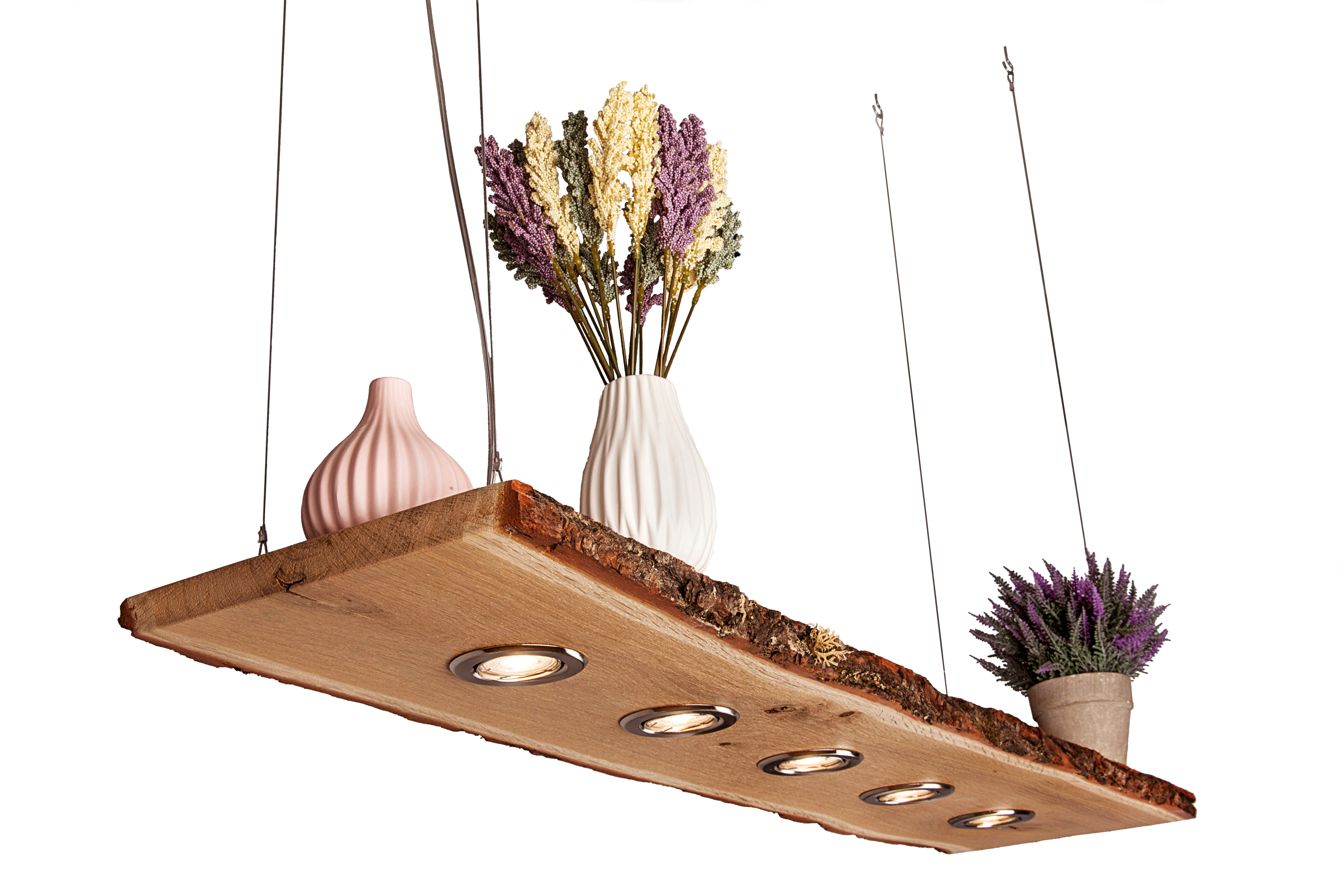 Blockholz-Schmiede Hängeleuchte Hängeleuchte Eiche mit Rinde 80cm - 120cm S günstig online kaufen