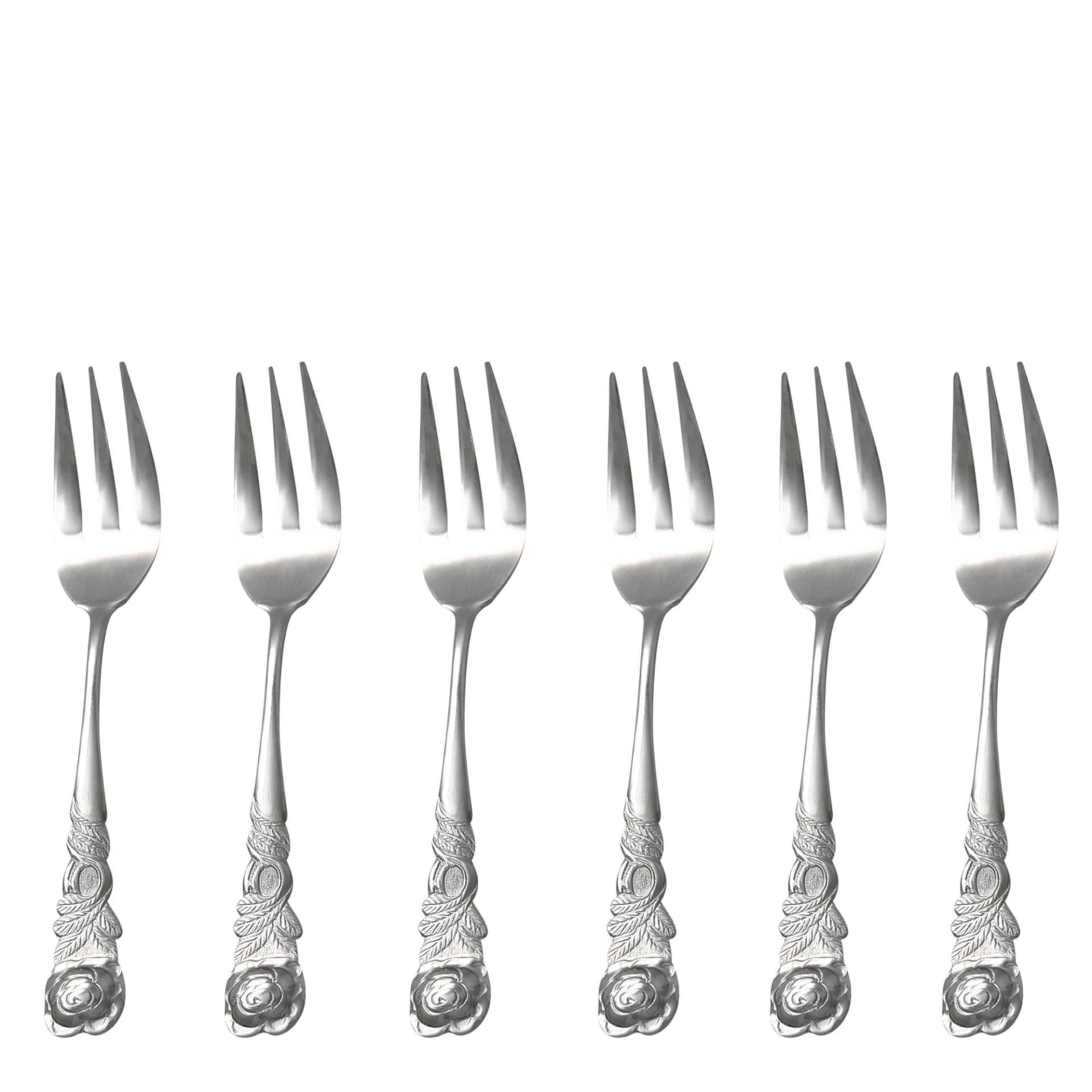 GRÄWE Kuchengabel (6 Stück), GRÄWE Kuchengabeln 6 Stück, Edelstahl, Serie Rosendekor