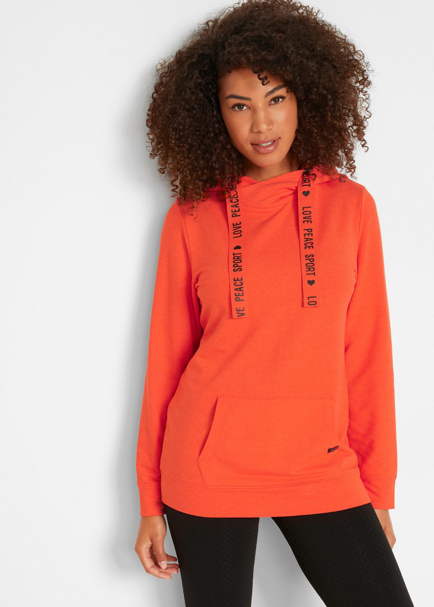 bonprix Kapuzensweatshirt bequeme Passform, bedrucktes Bindeband, mit Kängu günstig online kaufen