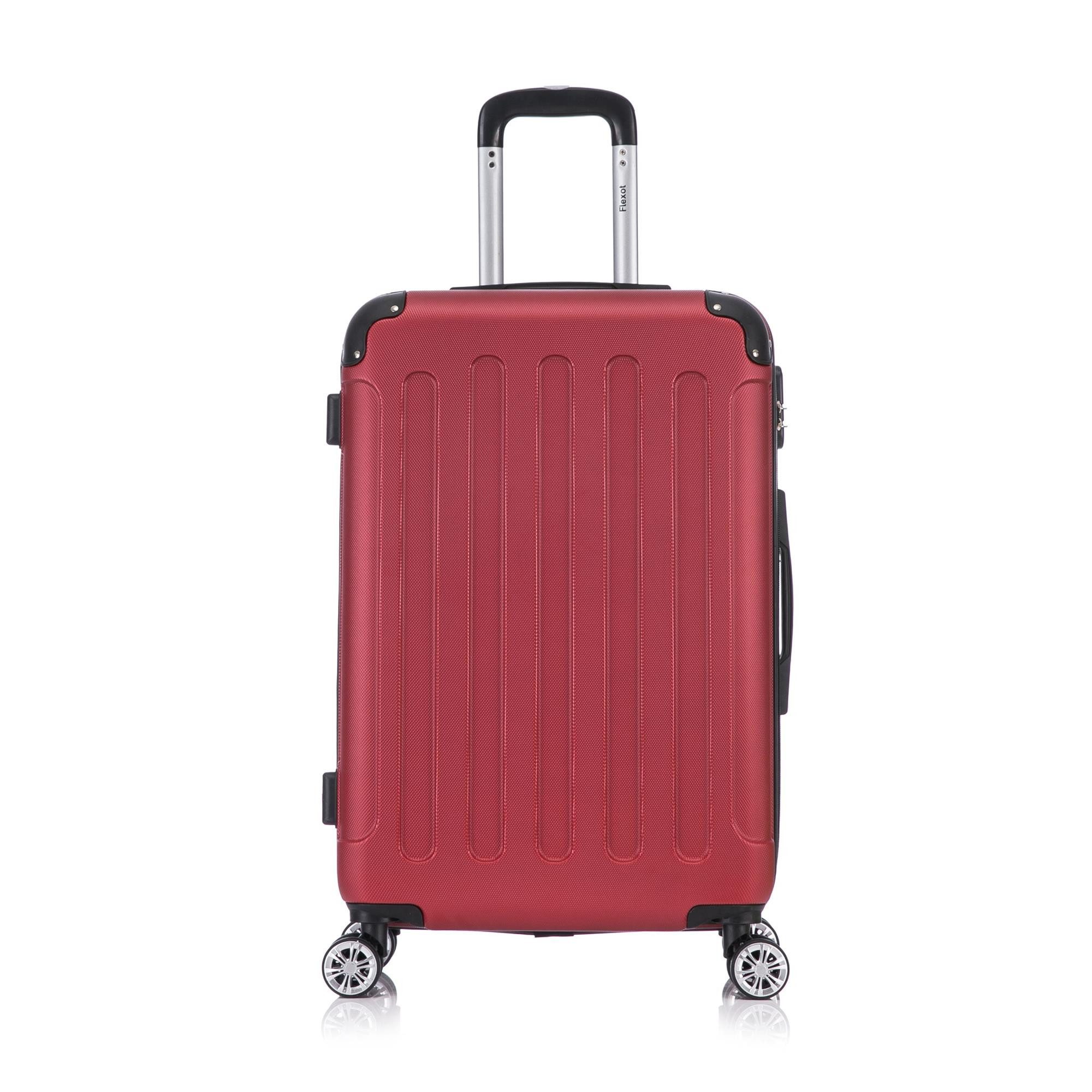 Flexot Hartschalen-Trolley F-2045 Kofferset, 360° Rollen, robuster Reisekoffer, Bordcase, 4 Rollen, Robuster und moderner Koffer mit vier 360° Rollen und Zahlenschloss