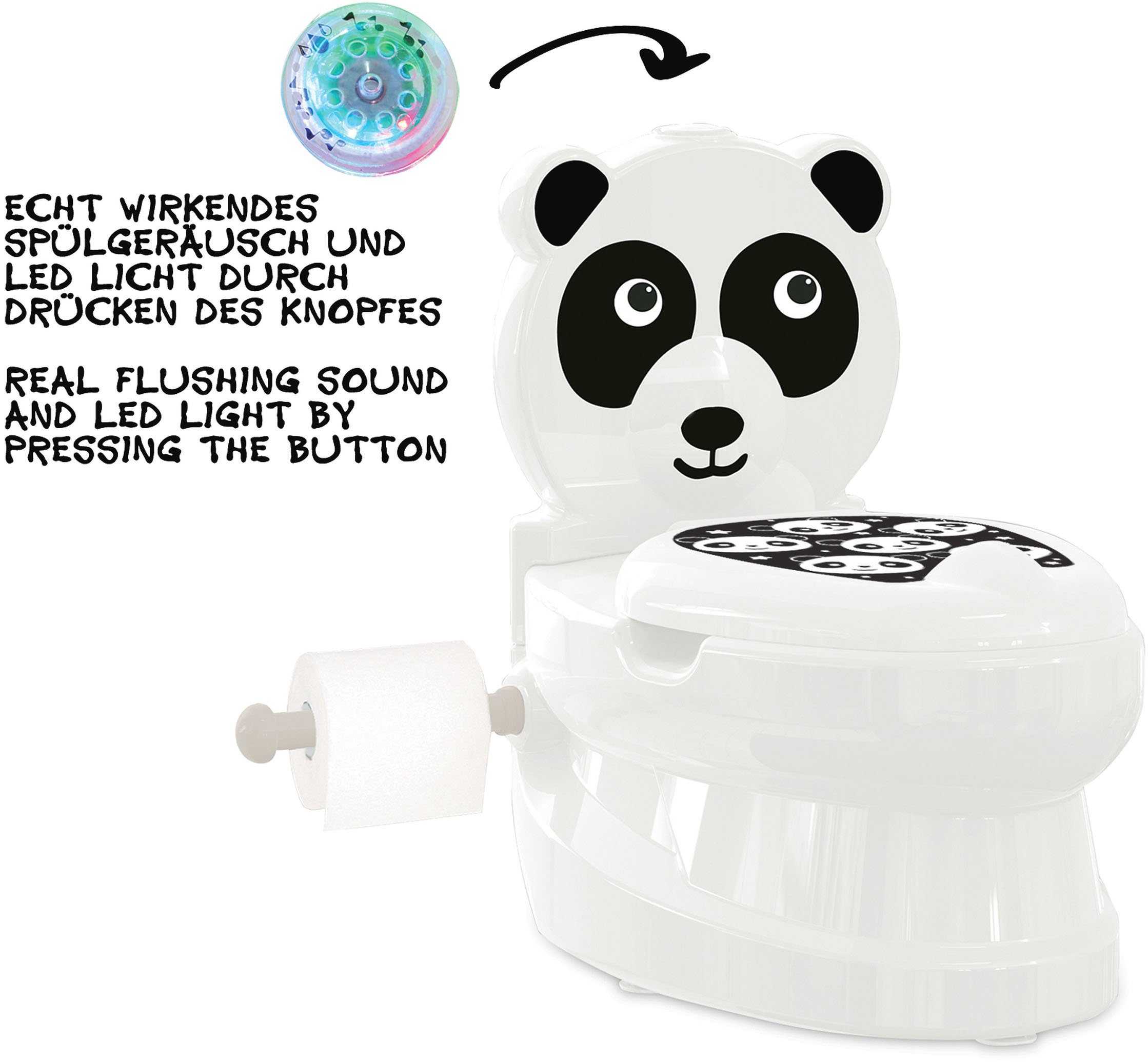 Jamara Toilet Trainer My Little Toilet, Panda, with flushing sound and toilet paper holder