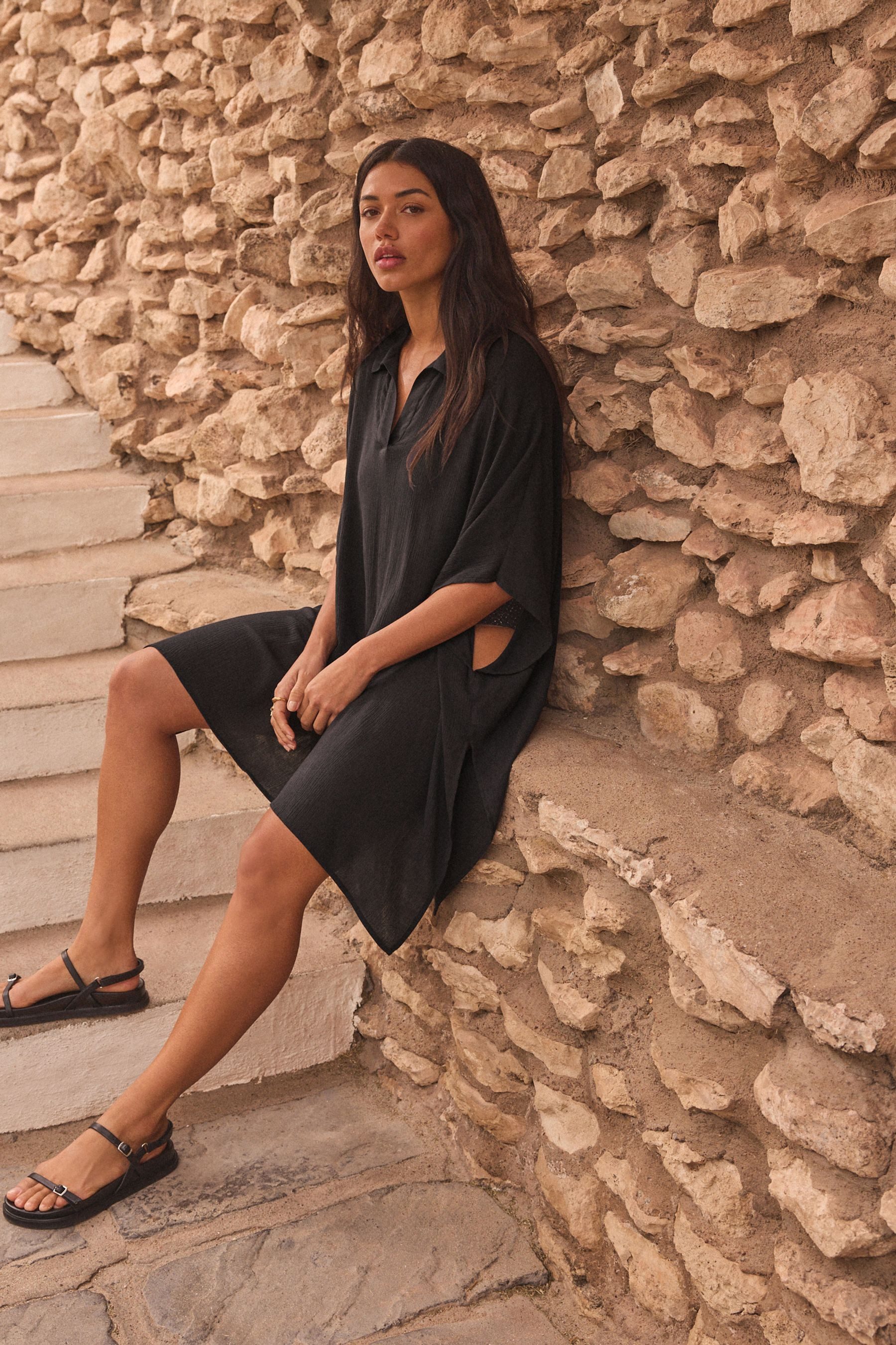 Next Tunika Langes Oberteil zum Überziehen Kimono (1-tlg)