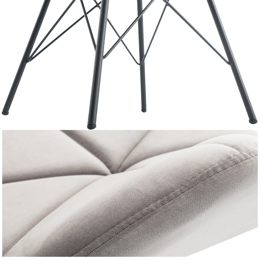 Duhome Esszimmerstuhl, 2er Set Stuhl Samt Esszimmerstuhl Lederoptik Stoff Kunstleder, oder Metallbeine Grau