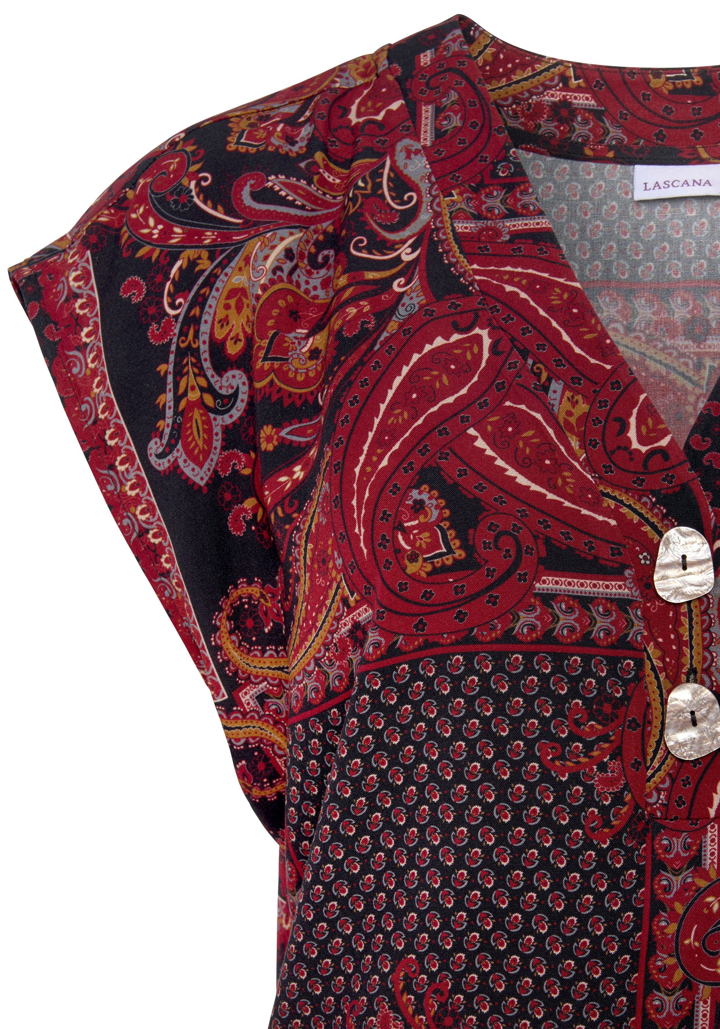 LASCANA Schlupfbluse mit modischen Knöpfen, Paisleymuster, Damenbluse