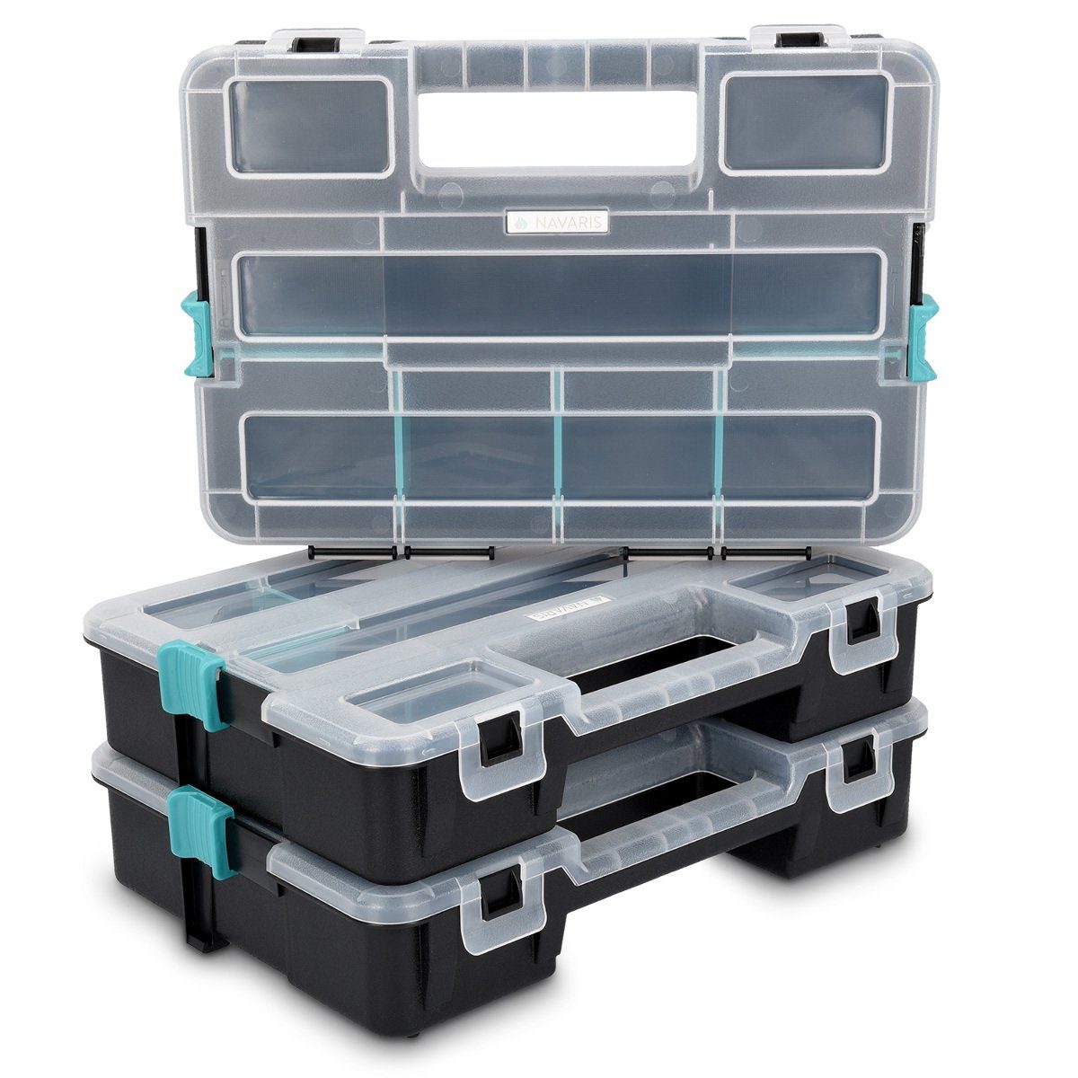 Werkzeugbox Profi L Sortierkasten, dreistöckig, verstellbare Fächer, leer