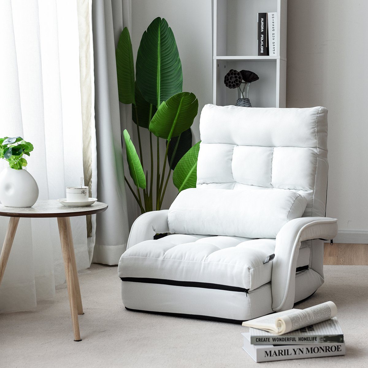 COSTWAY Relaxsessel Liegebett, verstellbar,klappbar,mit Armlehnen&Kissen günstig online kaufen