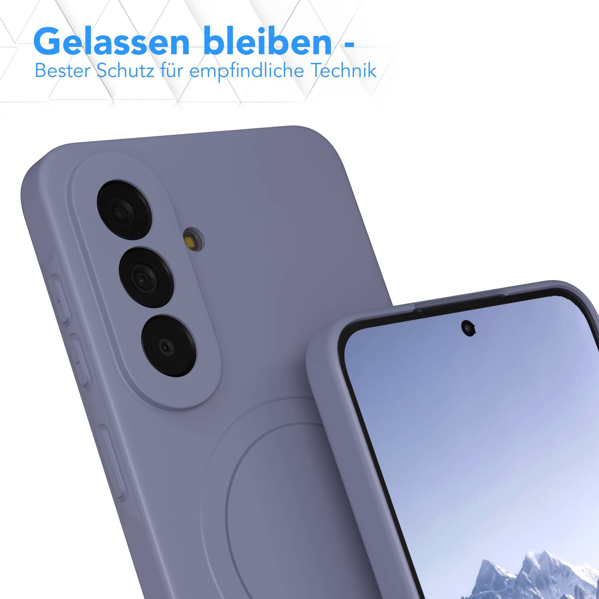 EAZY CASE Handyhülle Samsung Galaxy A57 MagSafe TPU / Silicon Coating Case 6,7 Zoll, Backcover MagSafe rutschfestes Soft-Touch Silikon matt Stahlblau – Bild 4 von 5