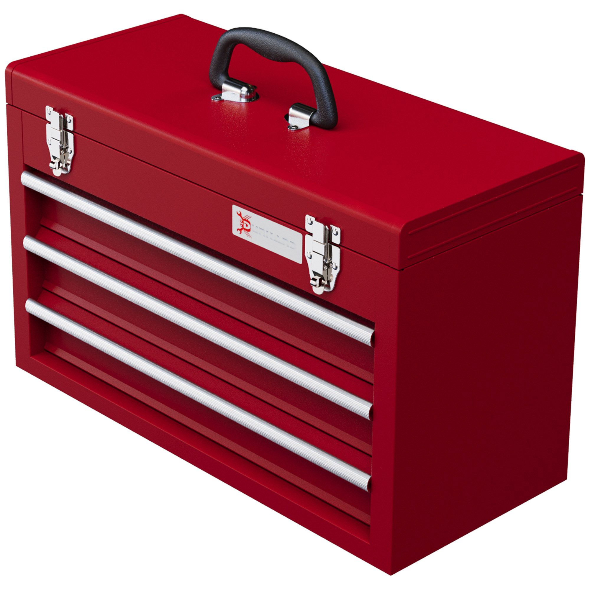 furnicato Werkzeugwagen Werkzeugkiste mit 3 Schubladen, 51x22x32 cm, Rot, 51L x 22B x 32H cm, (1-tlg)