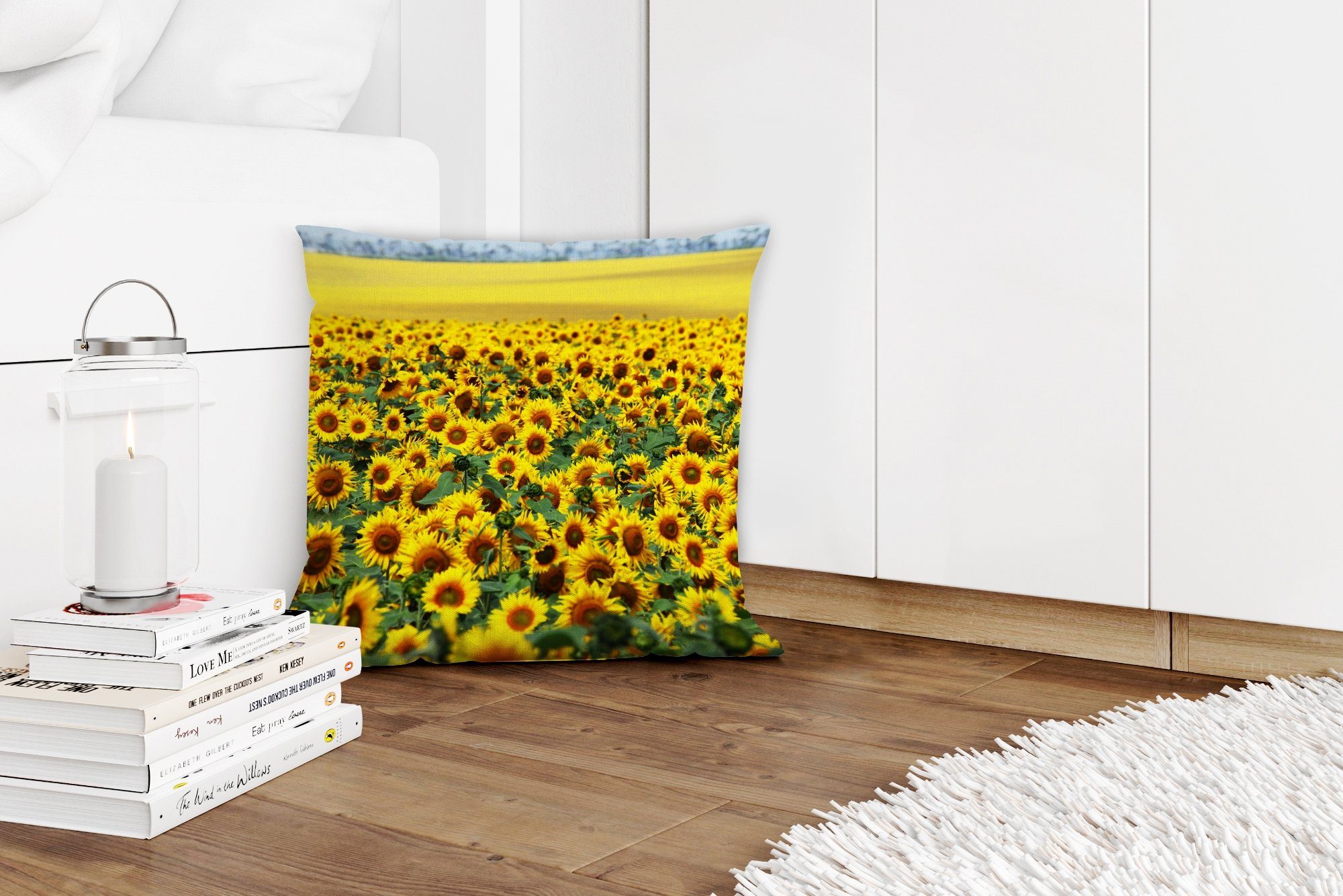 MuchoWow Dekokissen Sonnenblume - Sofakissen Zierkissen - mit für Füllung Natur, Schlafzimmer, Deko, Blumen Wohzimmer