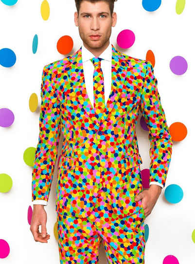 Opposuits Kostüm Confetteroni Anzug, Be happy with Konfetti: Herrenanzug für die bunten Momente des Lebens