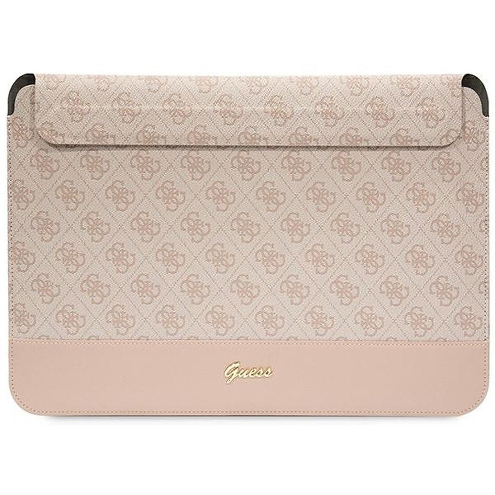Guess Laptoptasche Notebookhülle Schutztasche Laptophülle (Spar-Set, 1-tlg., 14 Zoll elegant), Magnetverschluss, Lederoptik, Metall-Logo