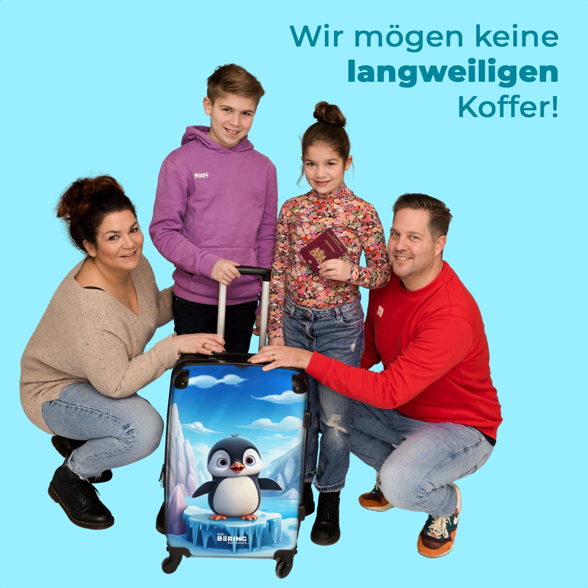 67x43x25cm Rollkoffer mit - Aufgabegepäck Koffer 4 - 4 Trolley - Reisekoffer Polartiere Kinder, Rollen Große Pinguin - NoBoringSuitcases.com© Rollen, Mädchen