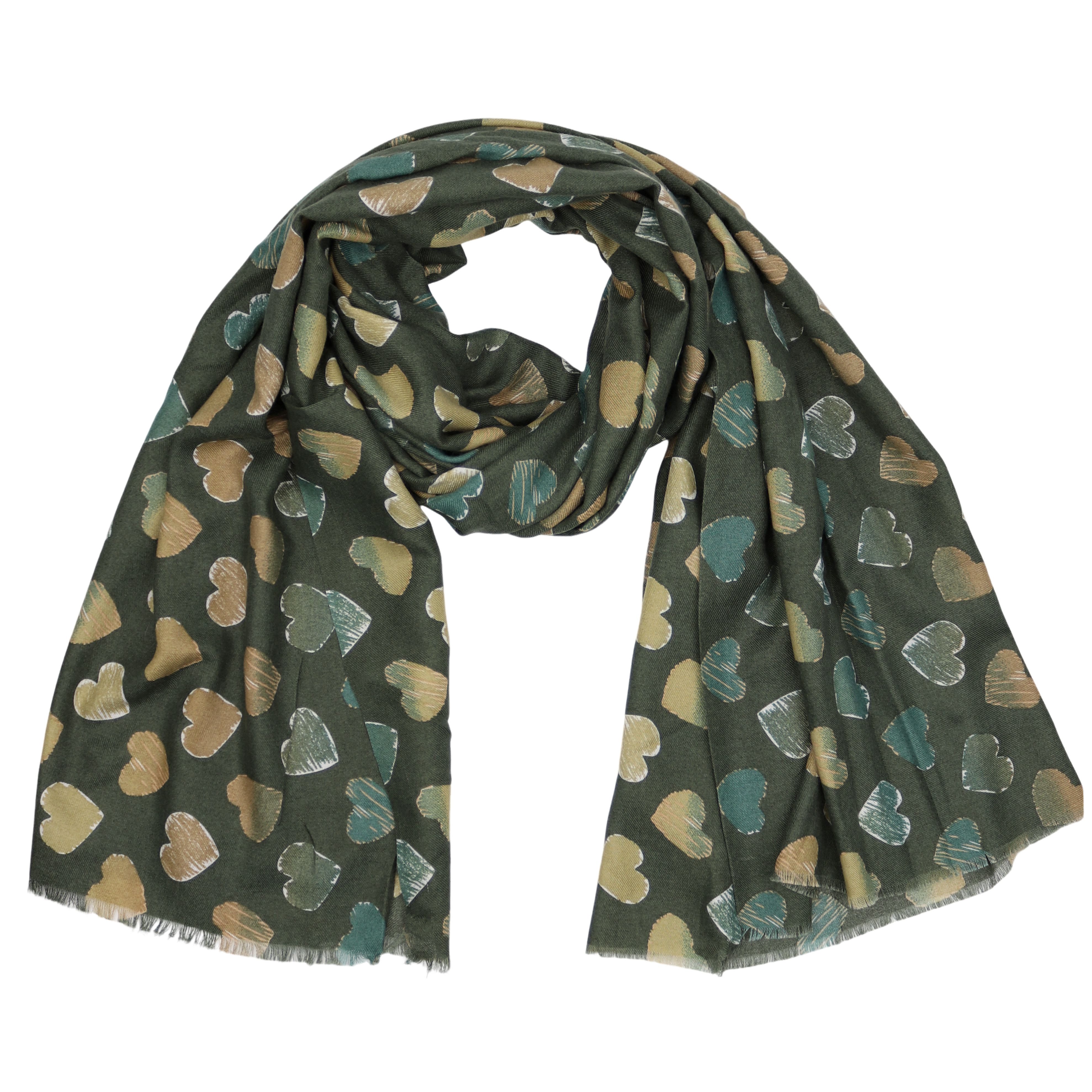 MIRROSI Modeschal weicher und warmer Schal Herz mit Fransen, 90x180cm, (Neue Kollektion Herbst/Winter 2025; ca. 185 Gramm), Damen Halstuch ideal für Herbst und Winter