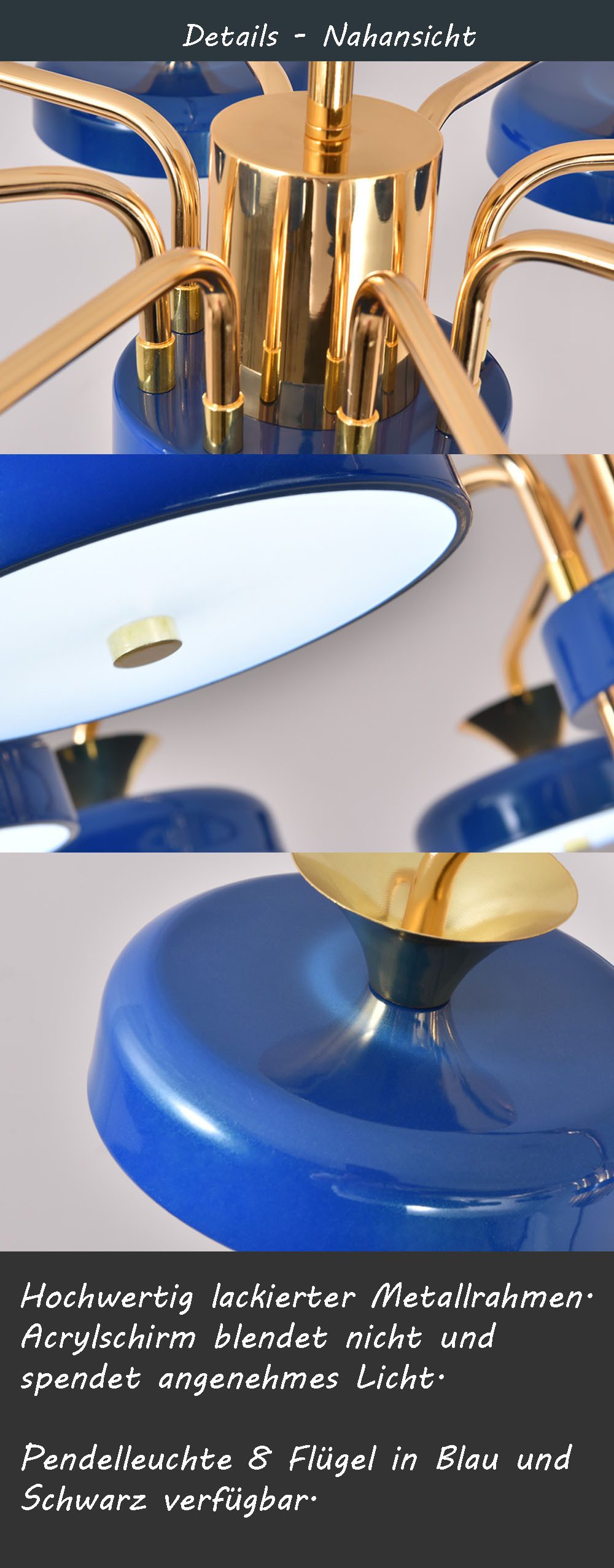 Eurohandisplay LED Pendelleuchte LED Hängelampe 818 Fernbedienung dimmbar Lichtfarbe einstellbar, LED fest integriert, Warmweiß bis Kaltweiß, Lichtfarbe und Helligkeitn stufenlos einstellbar