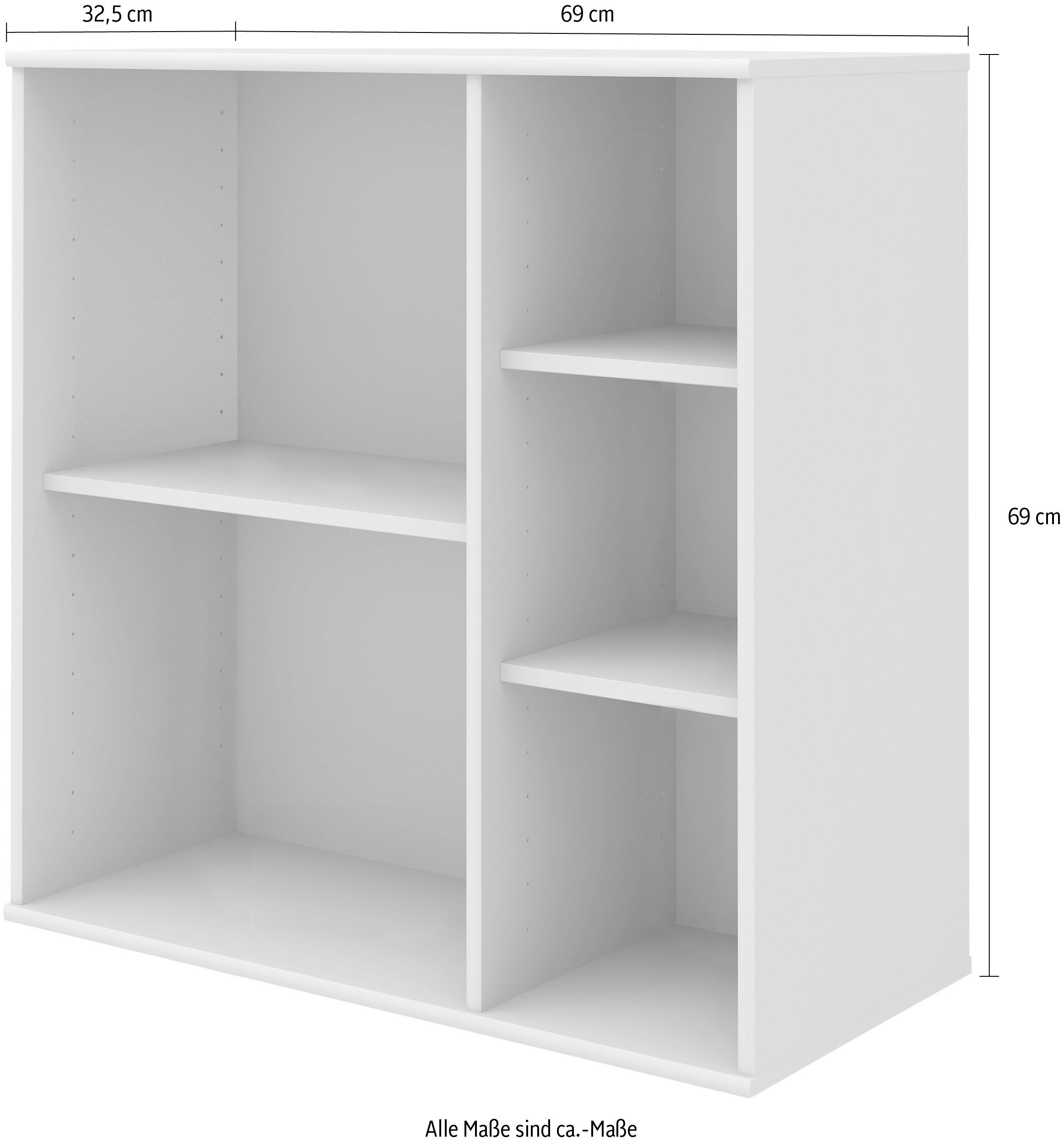 Hängeregal, Hochwertig 029, T:32,5 Furniture Weiss Designmöbel anpassungsbar Wandregal, asym.,Wandmontage/Freistehend, Kubus Weiss 1-tlg., Bücherregal Mistral cm. | Hammel