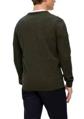 s.Oliver Strickpullover in melierter Optik mit Logo-Stickerei