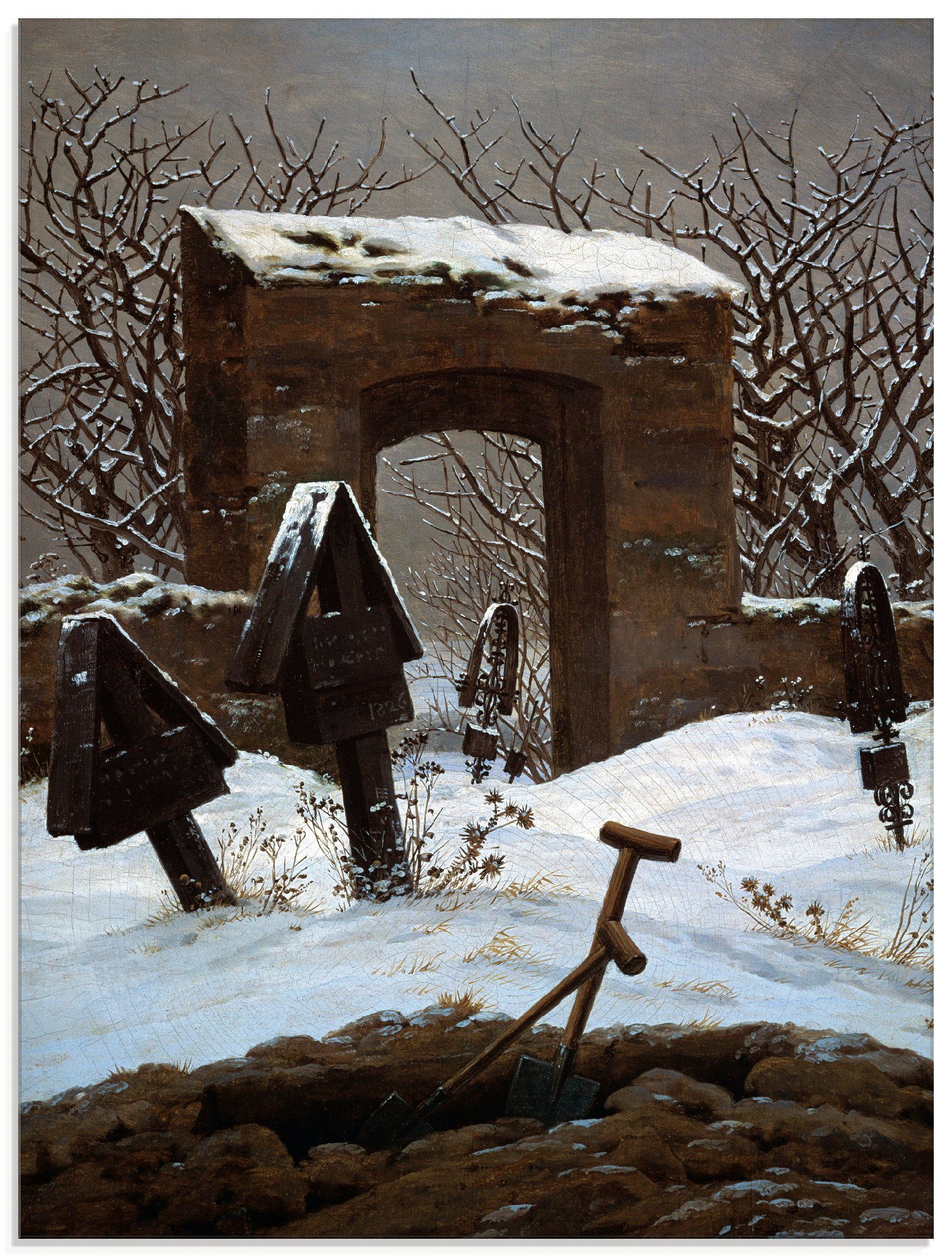 Artland Glasbild »Friedhof im Schnee«, Architektonische Elemente (1 Stück)-Otto
