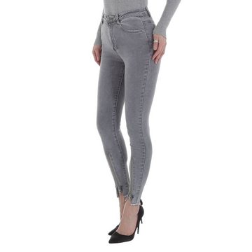 Ital-Design Skinny-fit-Jeans Damen Freizeit Used-Look Stretch High Waist Jeans in Grau