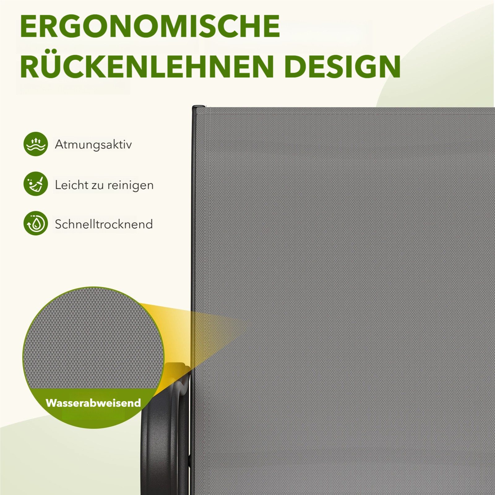 TLGREEN Gartenstuhl 360° drehbar, 2er Set Vollstahl-Teslin-Drehstuhl, (Wetterfeste Rostbeständig,bis 150 kg belastbar, 2 St), Für Terrasse Garten Balkon Bistrot – Bild 4 von 5