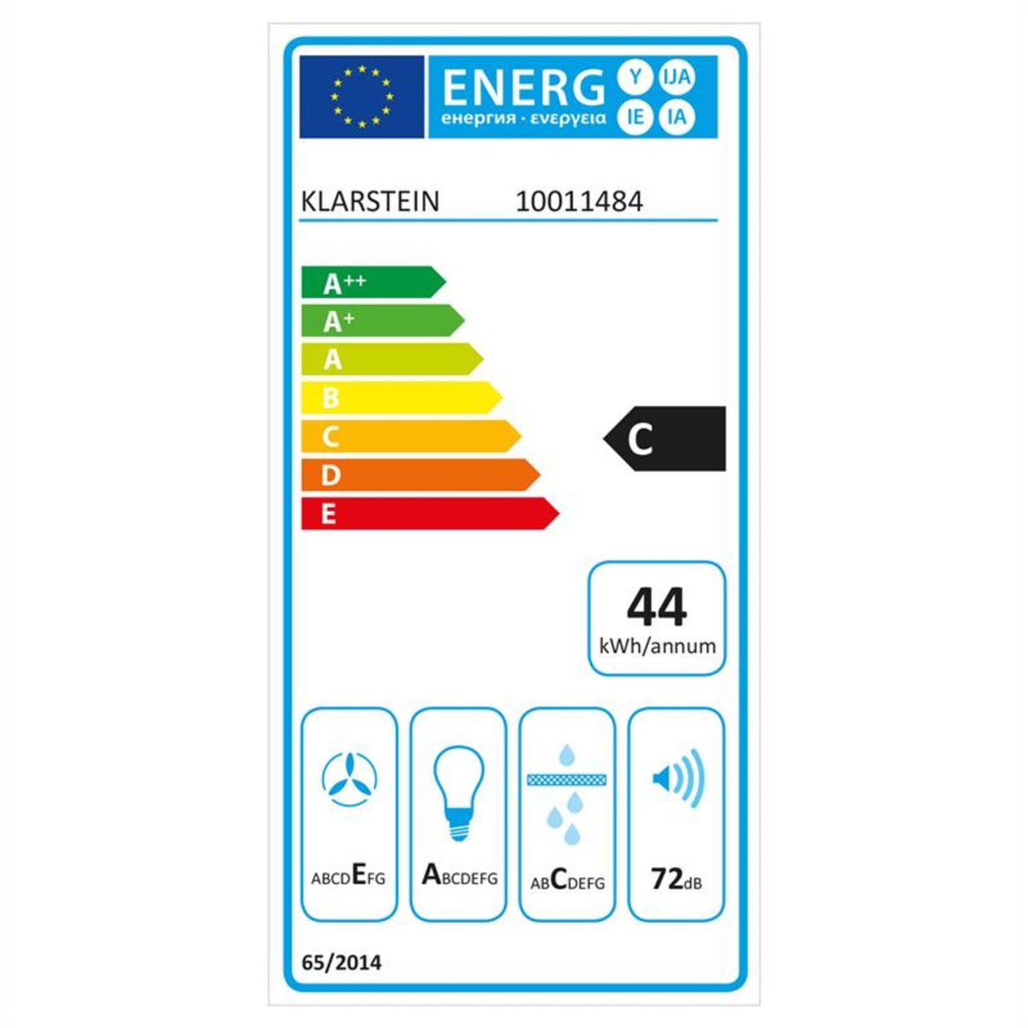 Klarstein Deckenhaube UW60BL UW60BL, Unterbauhaube Abluft 60 cm LED Dunstabzugshauben