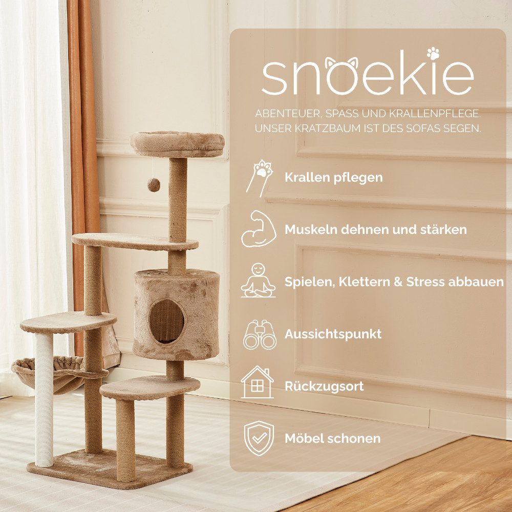 SNOEKIE Kratzbaum Snoekie Vielseitiger Kratzbaum, Kuschelhöhle, Hängemulde, kleine Katzen