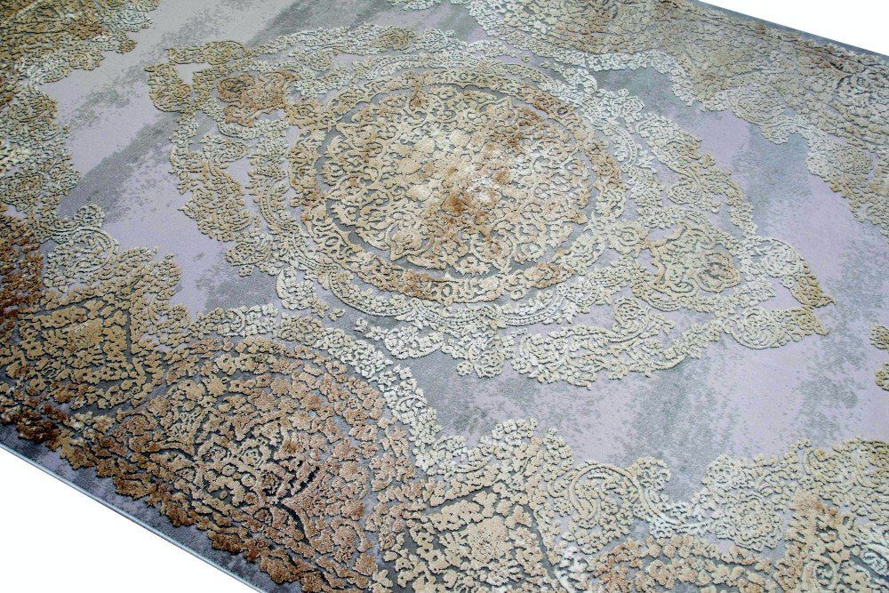 Carpetia Wollteppich Teppich Luxus Designerteppich mit Naturfasern beige, rechteckig, Höhe: 7 mm, Maschinengewebt