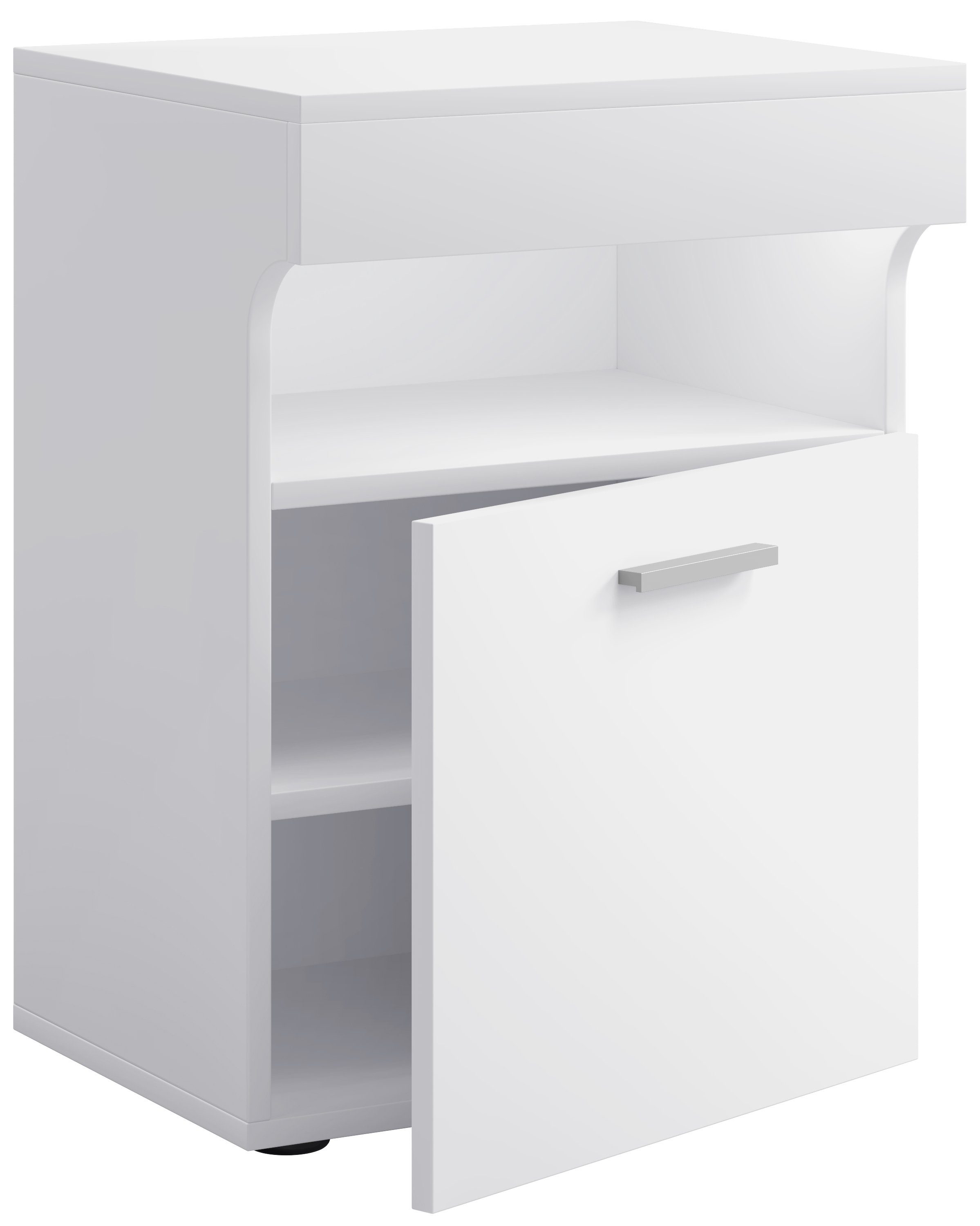 VCM Nachttisch Nachtkonsole Slepal H. 61 x B. 45 x T. 39 cm, Nachtschrank, Beistelltisch mit Drehtür, Nachtkommode