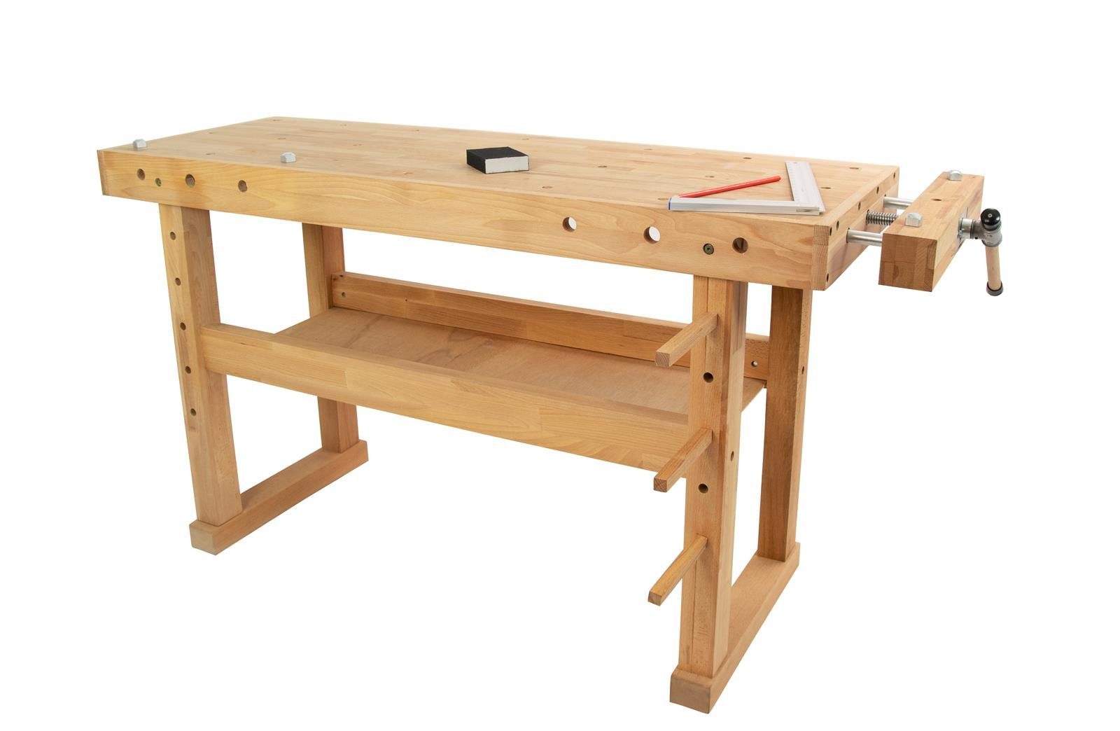 rikta Hobelbank Buchenholz Hobelbank mit Kufenfüßen, (Set), Massive Buchenholz-Werkbank mit Kufenfüßen, belastbar bis 400 kg