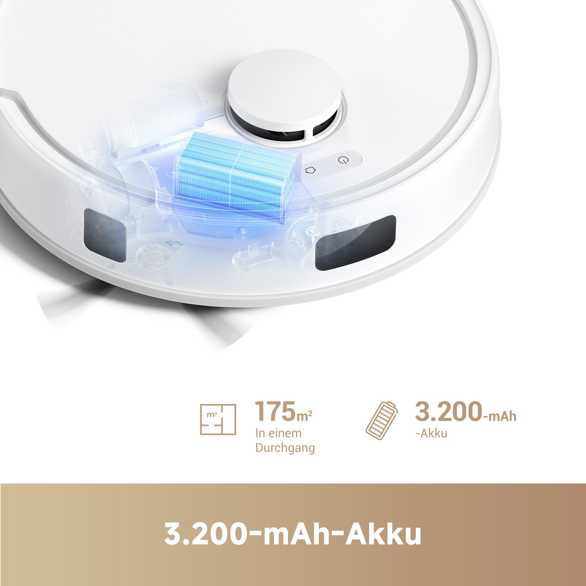 Mova Saugroboter mit Wischfunktion MOVA E20 Plus, 680 W, mit Beutel, 5.000 Pa Saugkraft, Hindernisvermeidung, 3 Wasserdurchflussstufen