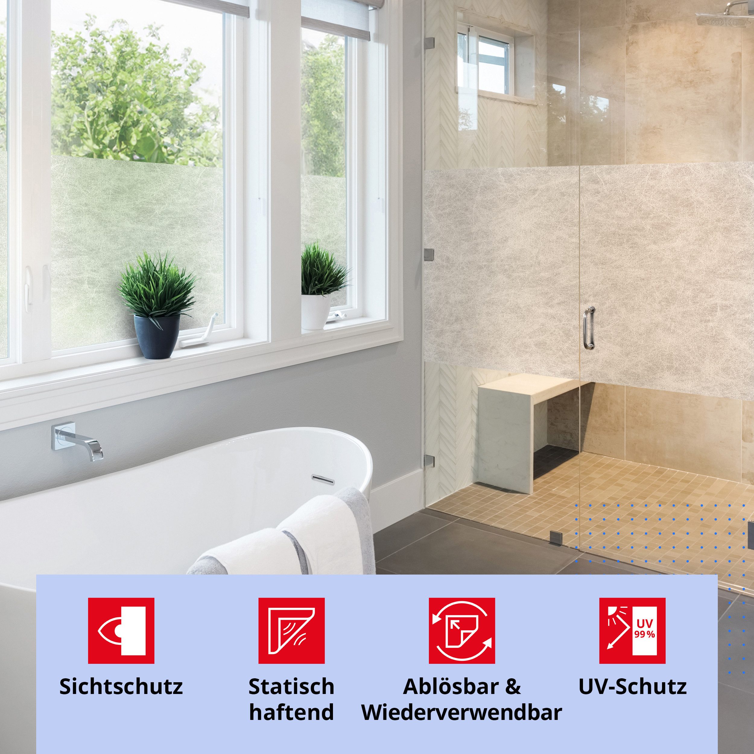 d-c-fix Fensterfolie Reispapier Sichtschutzfolie selbsthaftend Deko Folie für Fenster innen, Spürbar geprägt, Statisch haftend - Rückstandslos entfernbar & wiederverwendbar