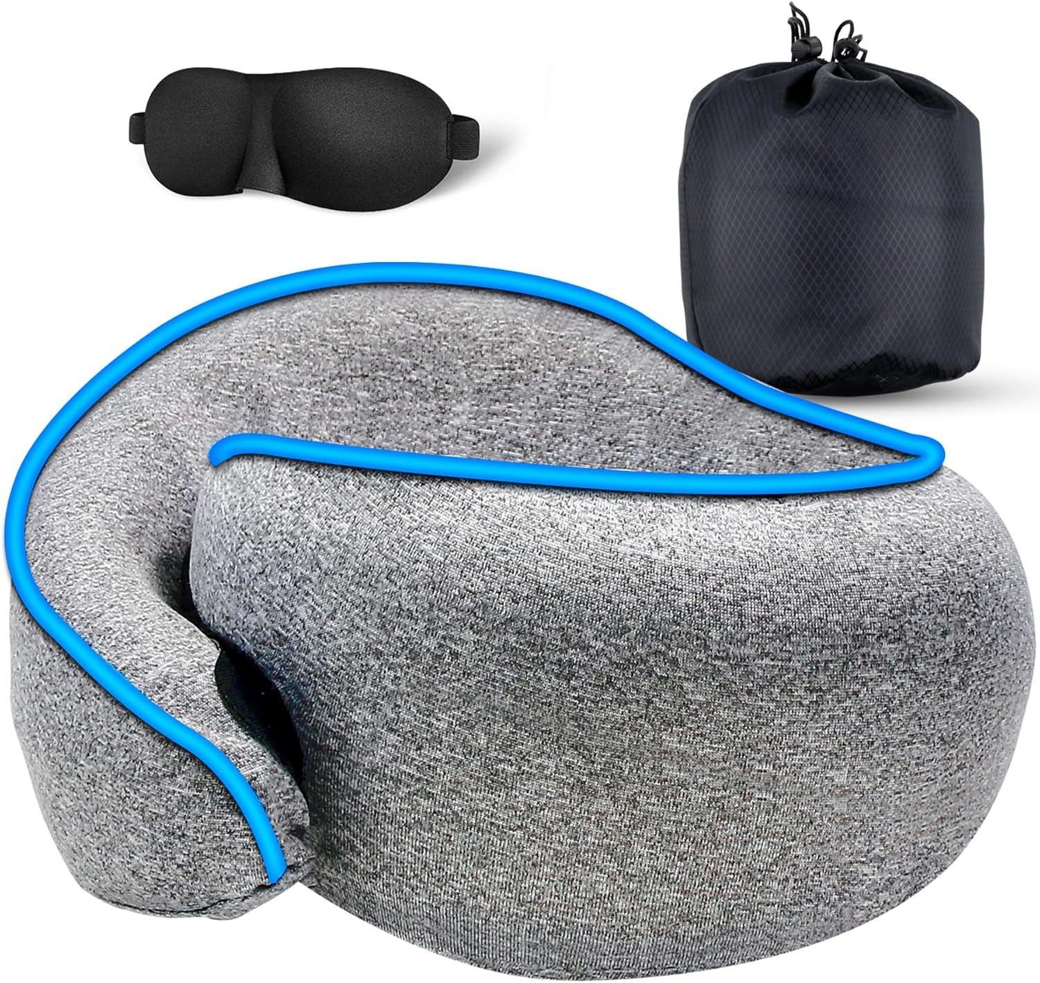 Vivitar Nackenkissen für die Reise - memory-foam Ergonomisches Reisekissen, Reise-Nackenkissen-Set für entspannten Komfort auf Flügen, Autoreisen, Kompakte Nackenstütze für Flugzeug, Zug - Ideal für Schlafkomfort, mit Ohrstöpseln, Schlafmaske und Aufbewahrungsbeutel