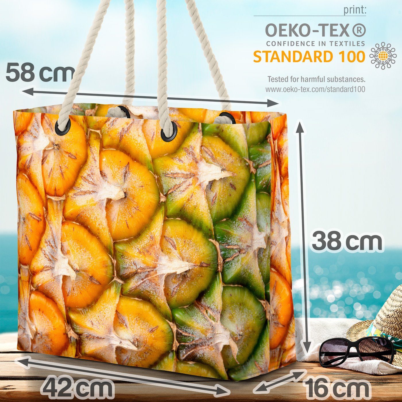 Obst Küche VOID Ananas Ananas Strandtasche Kochen Frucht Obst Frucht Vegetarisch Textur (1-tlg),