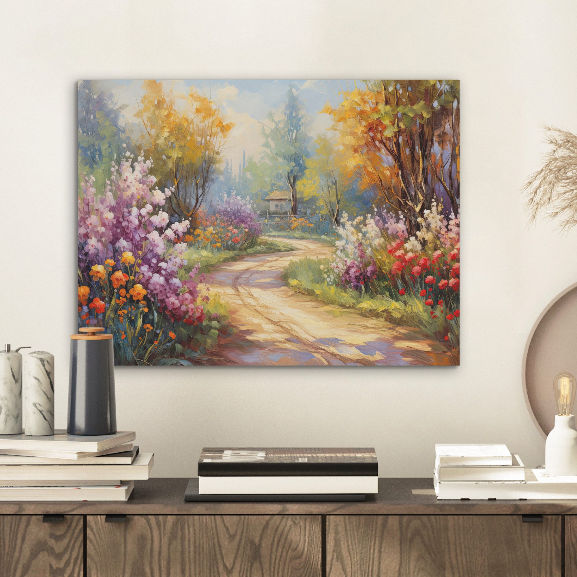 MuchoWow Gemälde Blumen - Bäume - Kunst - Aquarell, Fotodruck (1 St), Akustikpaneele PET-Filz, Akustikbild, Schalldämmung, Deko 40x30 cm