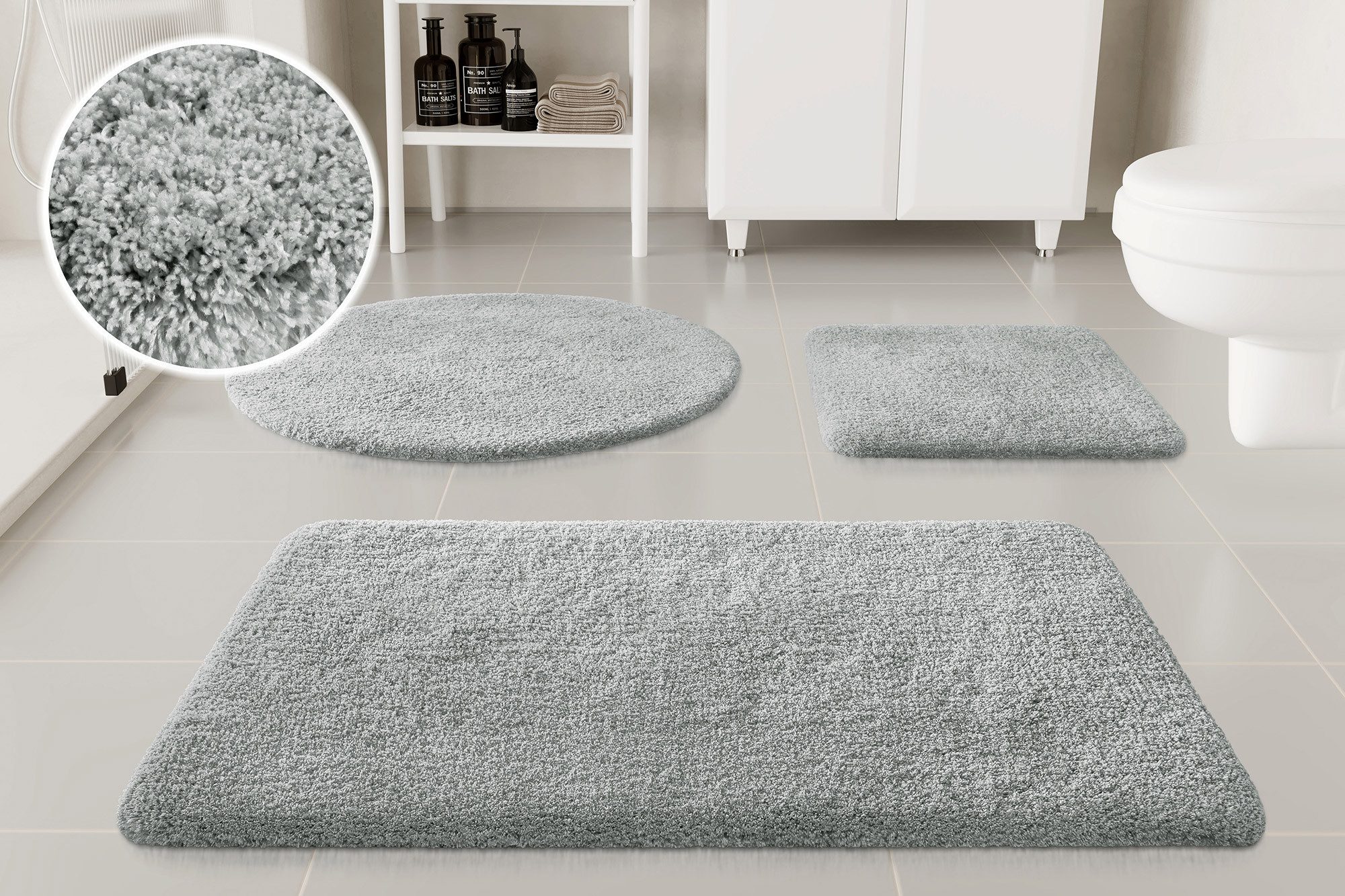 OTTO home Badematte Kaarin, uni, viele Farben, Badvorleger, Badezimmer Teppich, Höhe 30 mm, rutschhemmend beschichtet, fußbodenheizungsgeeignet, Polyester, rechteckig, Badteppich, getuftet, flauschig, hochflor, große Farbauswahl