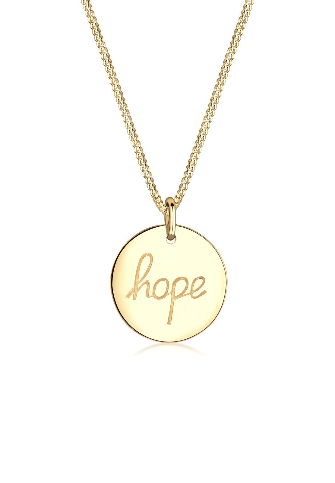 Anhänger Plättchen Kette Hope Gravur mit Gold Silber mit Elli 925