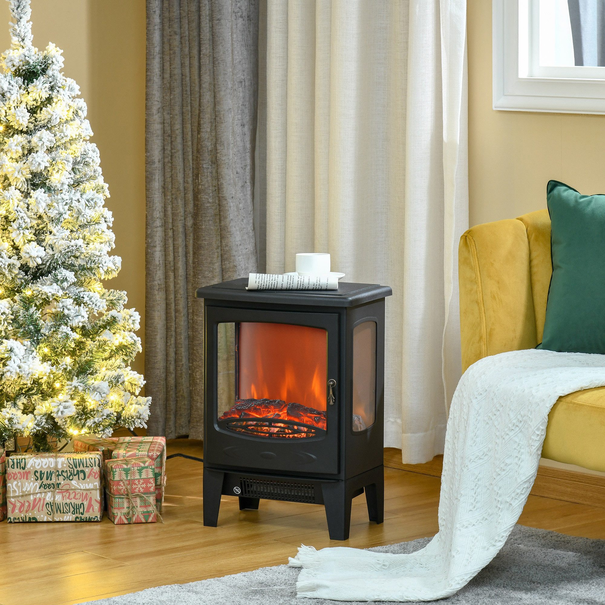 HOMCOM Elektrokamin mit Heizung, LED Flammeneffekt, mit Überhitzungsschutz, günstig online kaufen