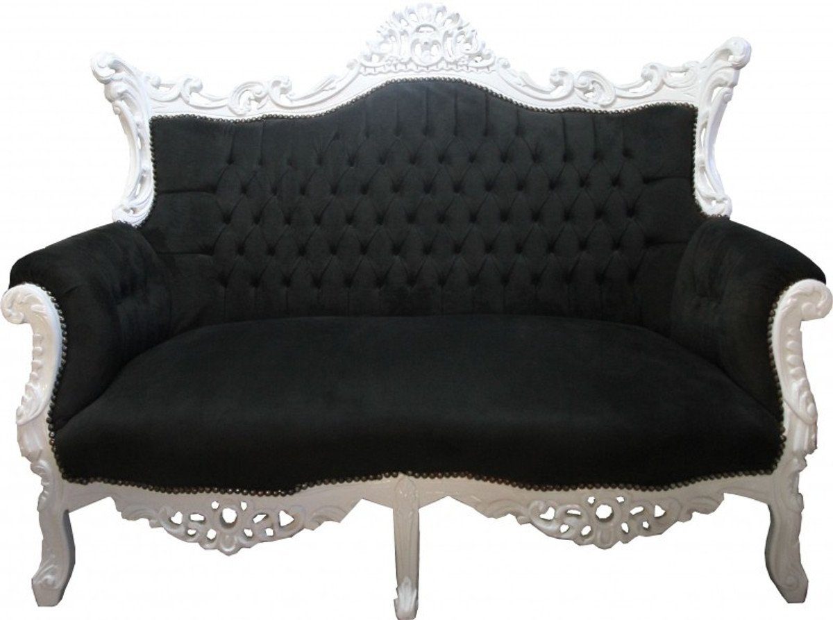 Casa Padrino 2-Sitzer Barock 2-er Sofa Master Schwarz / Weiss - Antik Stil Möbel