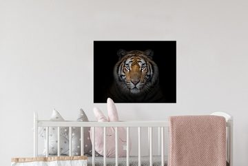 MuchoWow Wandsticker Tiger - Wildtiere - Porträt - Schwarz - Tiere (1 St), Wandaufkleber, Wandtattoo, Selbstklebend, Wohnzimmer, Schlafzimmer