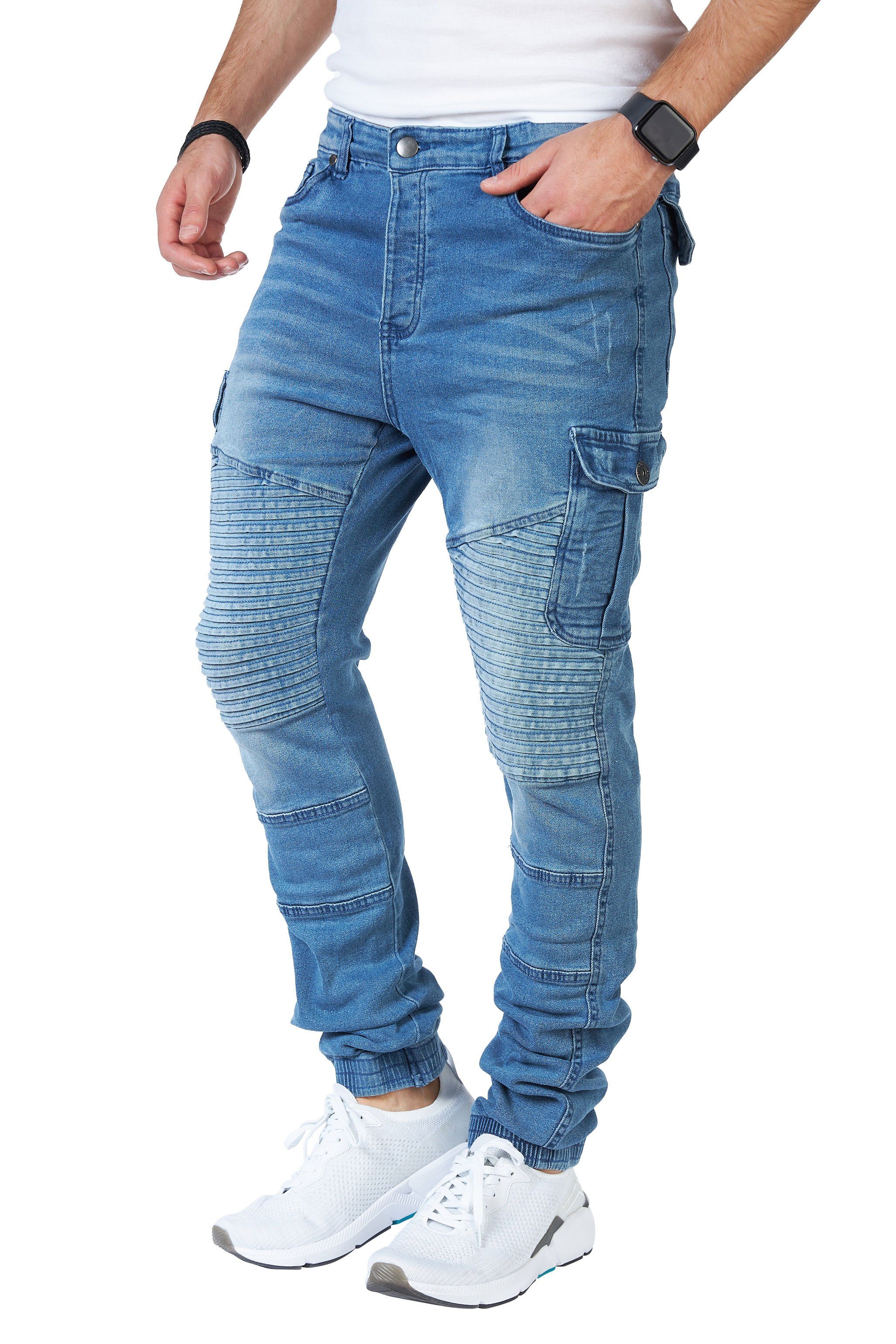 Styleko Cargohose 8014 Herren Cargohose Cargo Jeans Hose für Männer Jungen Regular Denim
