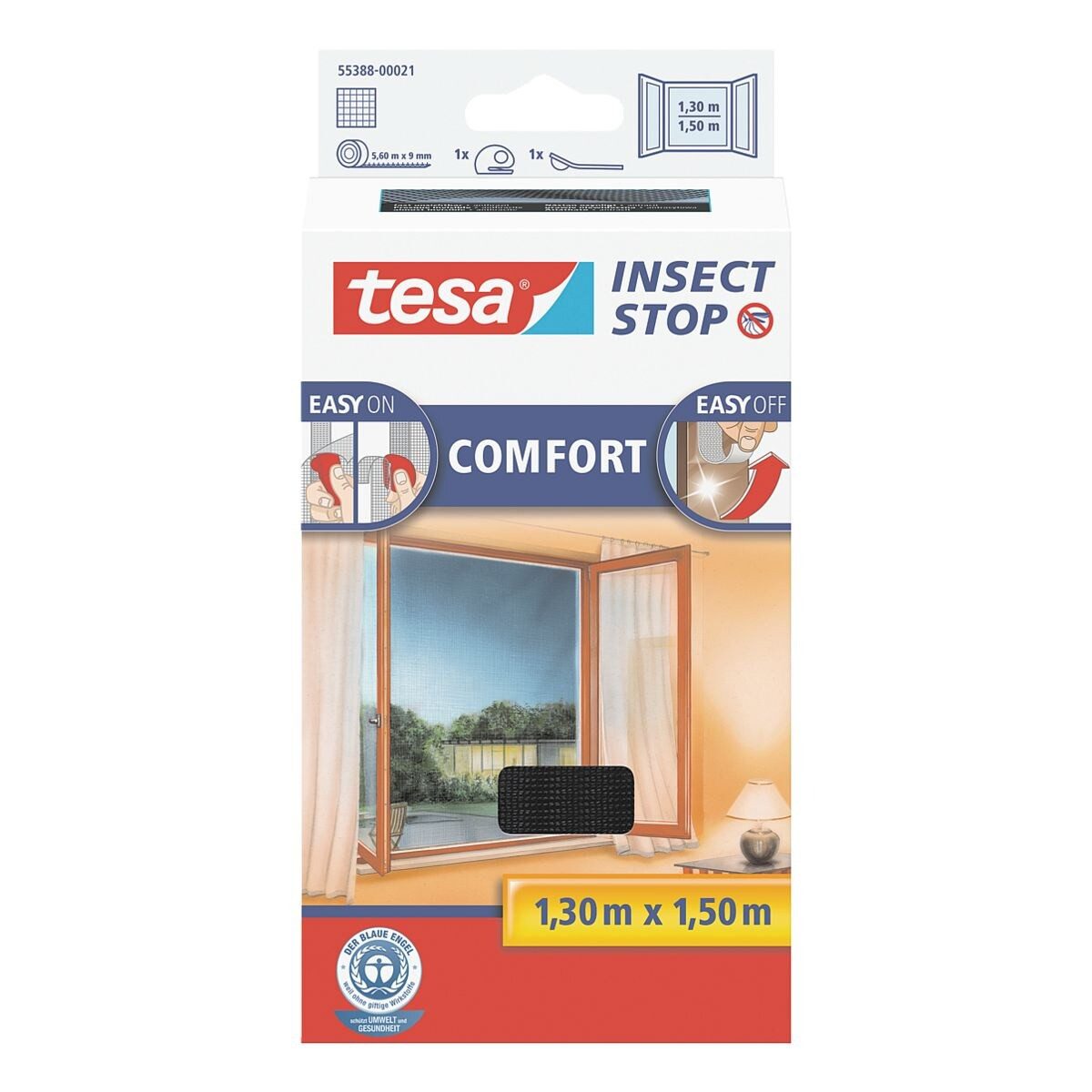 tesa Fliegengitter-Gewebe Insect Stop COMFORT, 130/150 cm, anthrazit