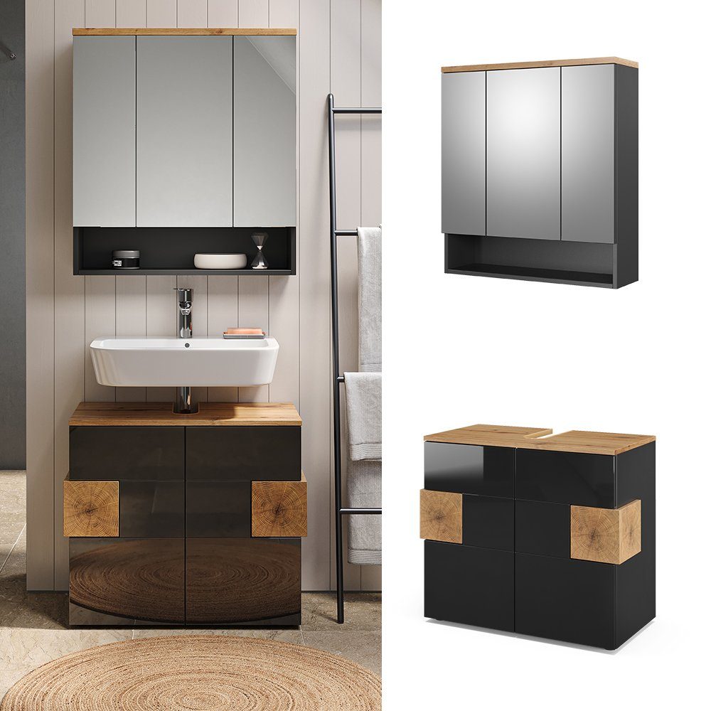 Vicco Badmöbel-Set Eden, Anthrazit/Artisan-Eiche, 2 Teile, günstig online kaufen