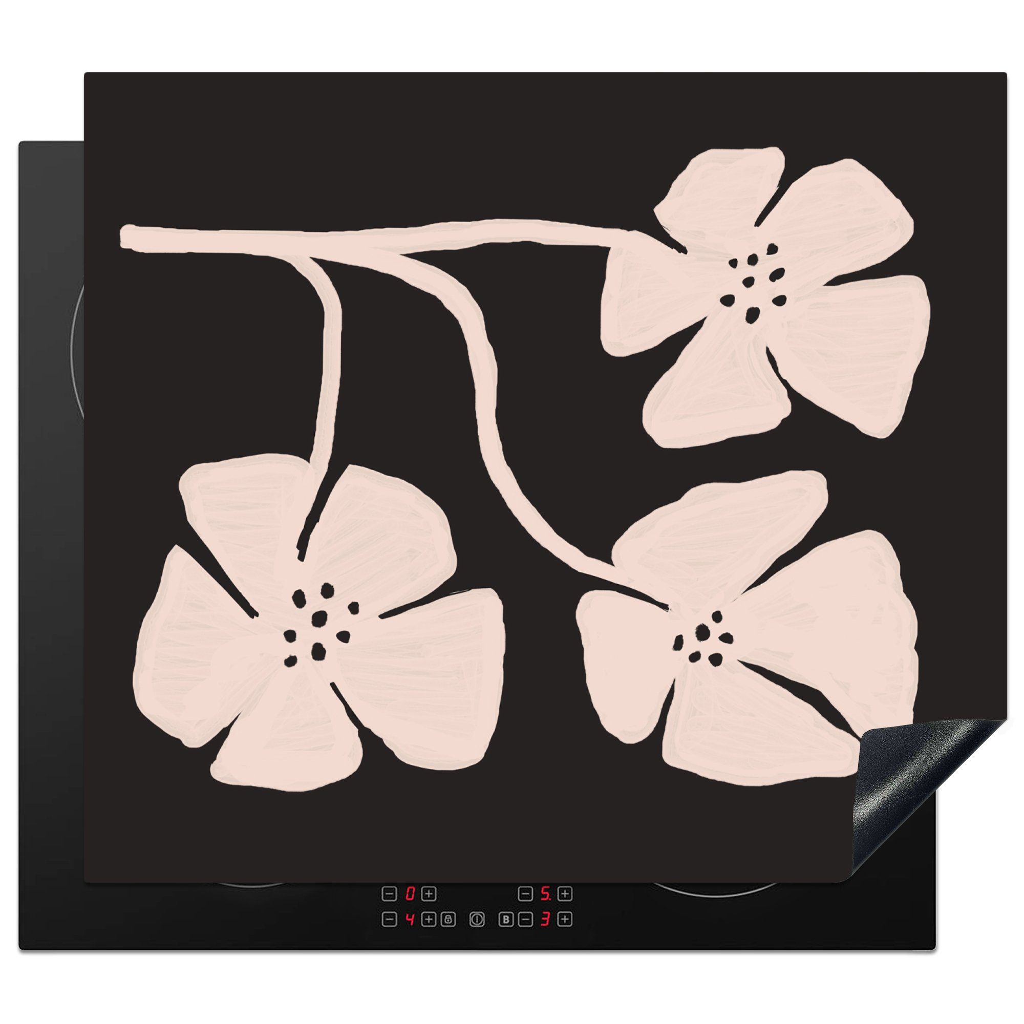 MuchoWow Herdblende-/Abdeckplatte Blumen - Bohème - Pastell - Kunst, Vinyl, (1 tlg), 60x52 cm, Mobile Arbeitsfläche nutzbar, Ceranfeldabdeckung