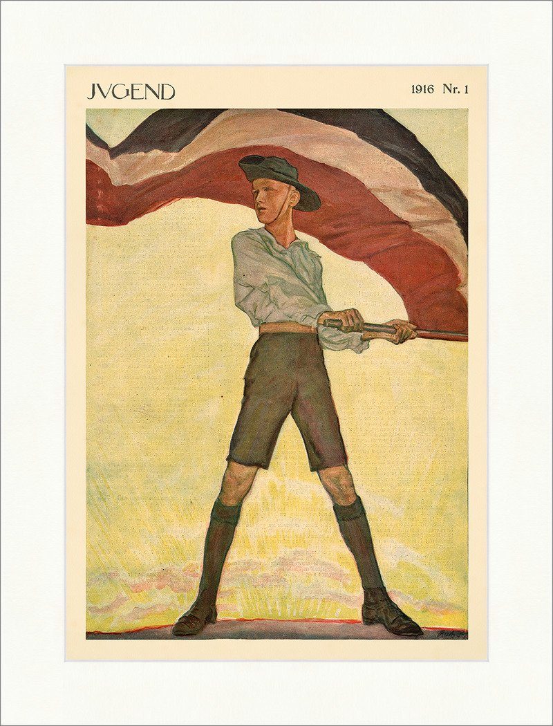 Kunstdruck Titelseite der Nummer 1 der Jugend von 1916 Jugendstil Fahne Jugend 10, (1 St)